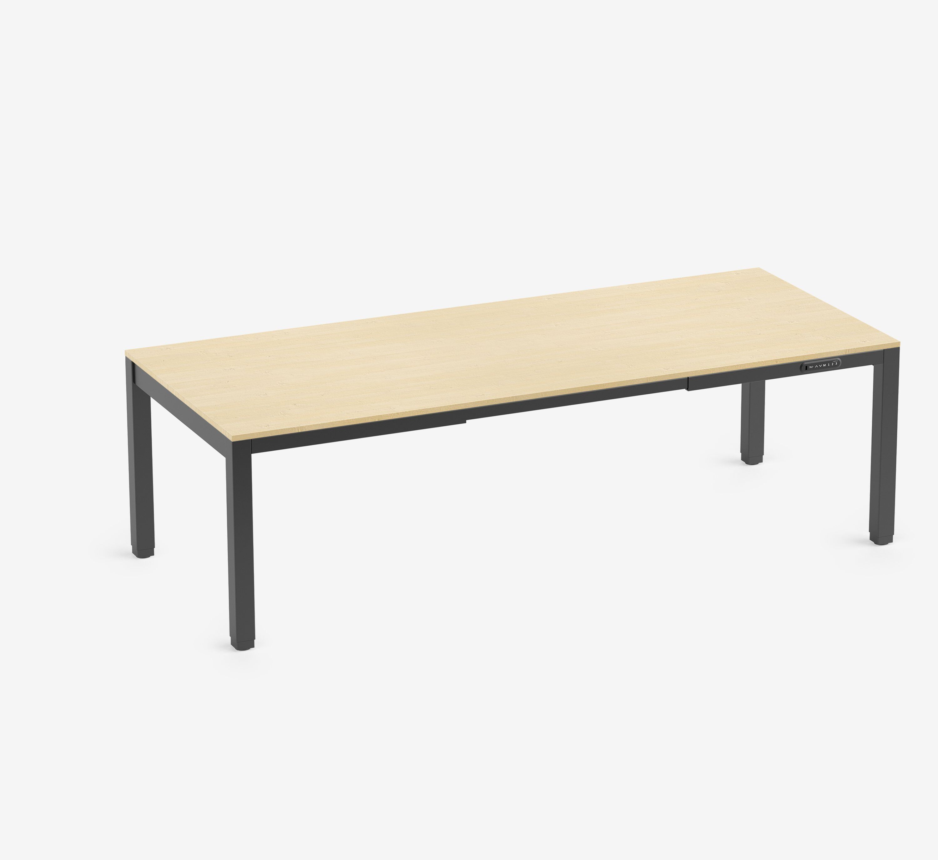 Scrivania PRIMUS a 4 gambe Nero Betulla 2400 x 1000 x 25 mm