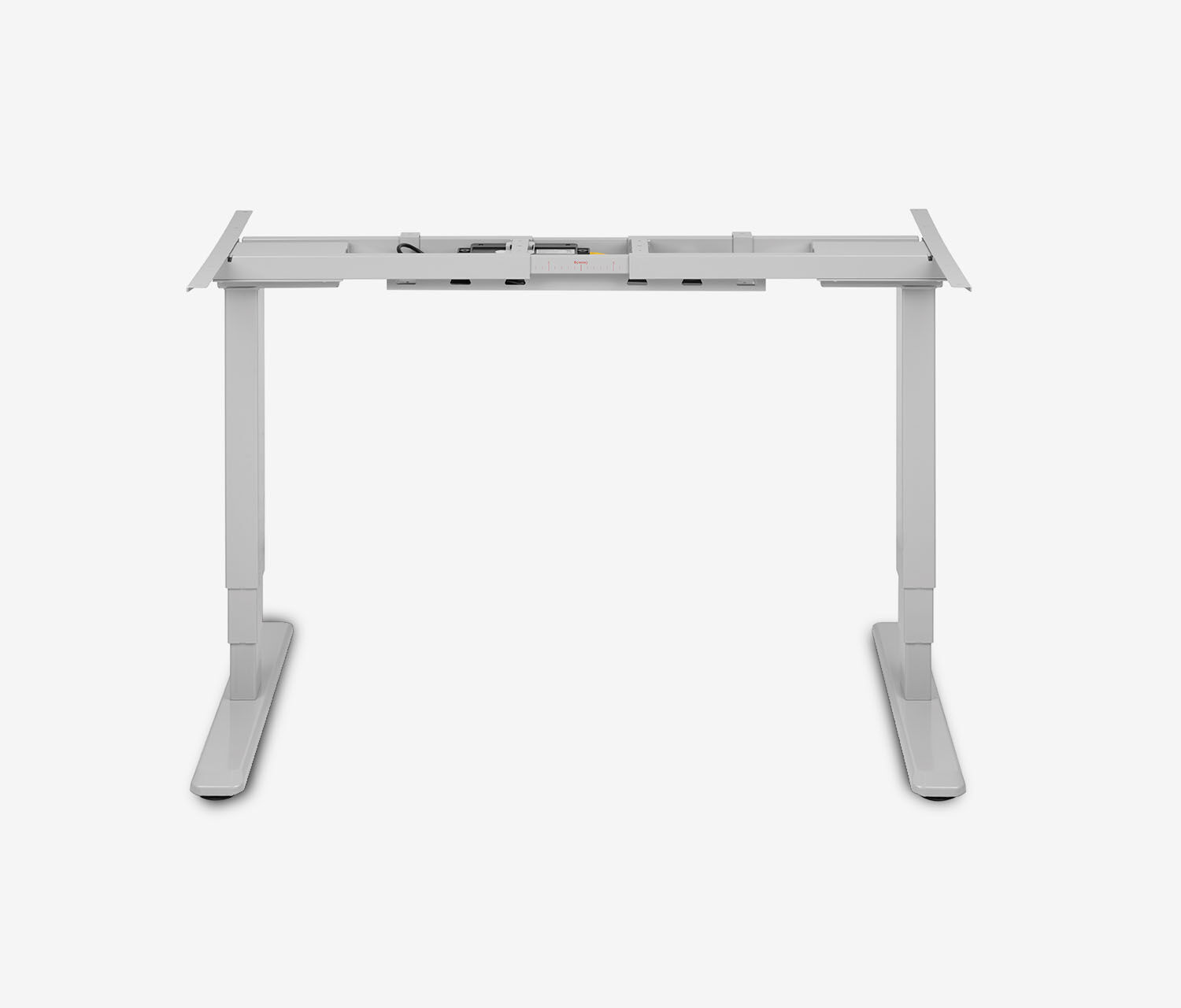 Scrivania PRIMUS con piano sagomato, Telaio Grigio 1800 x 800/1000 x 25 mm Noce, Versione Destra