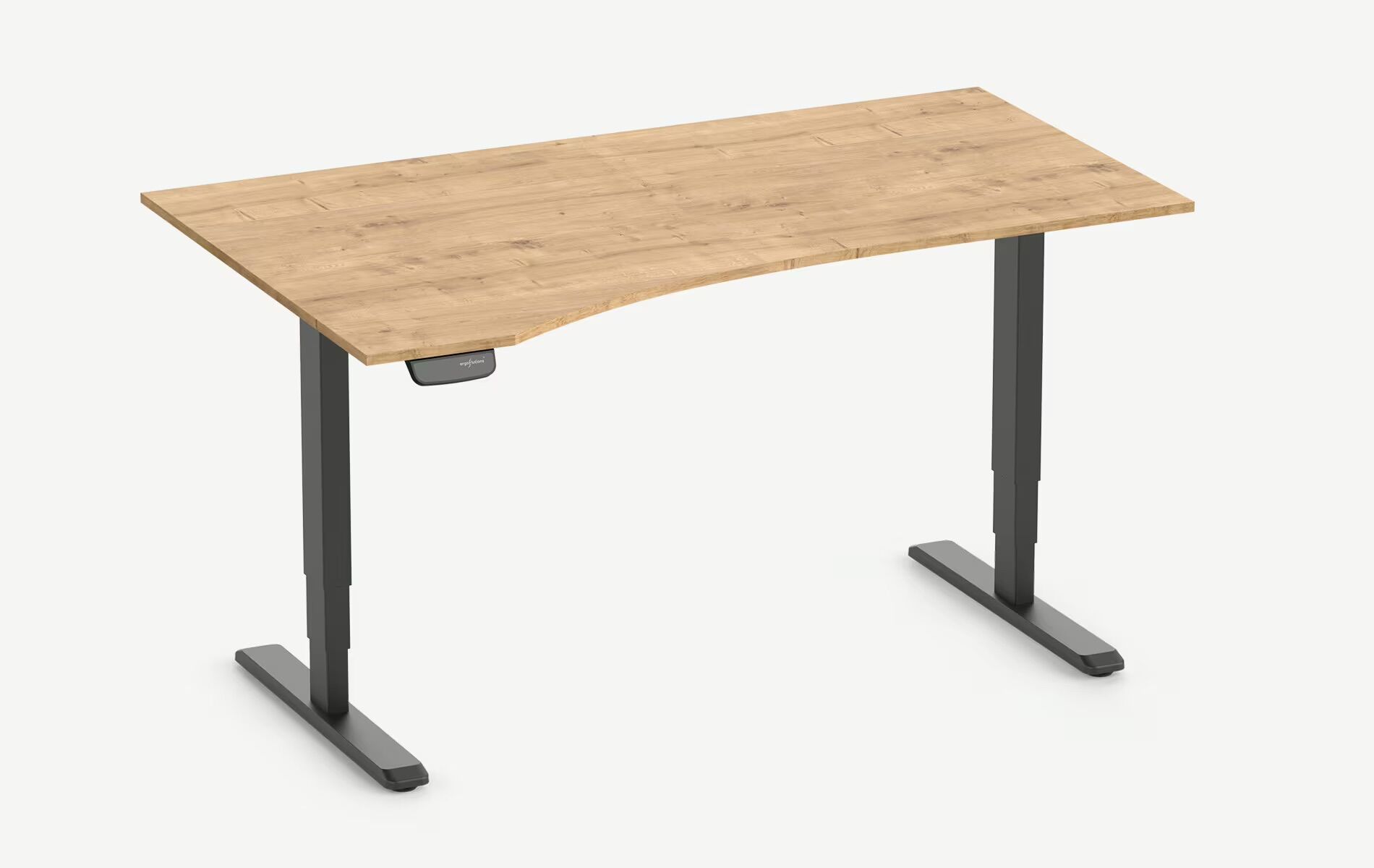 Scrivania PRIMUS con piano sagomato, Telaio Grigio 1600 x 800/1000 x 25 mm Faggio, Versione Destra