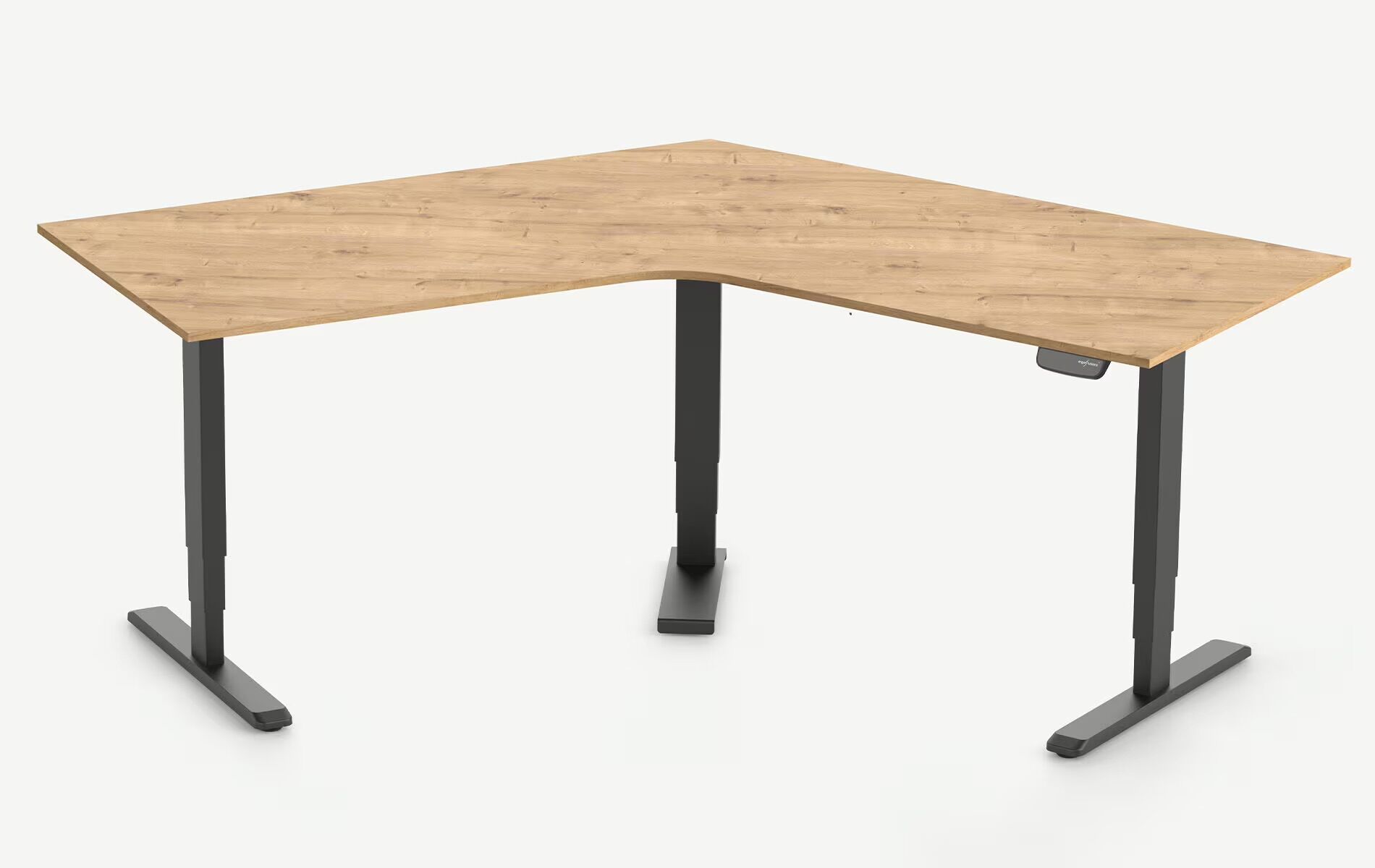 Scrivania a L PRIMUS, Telaio Bianco, Piano 1500 x 800 x 25 mm Faggio
