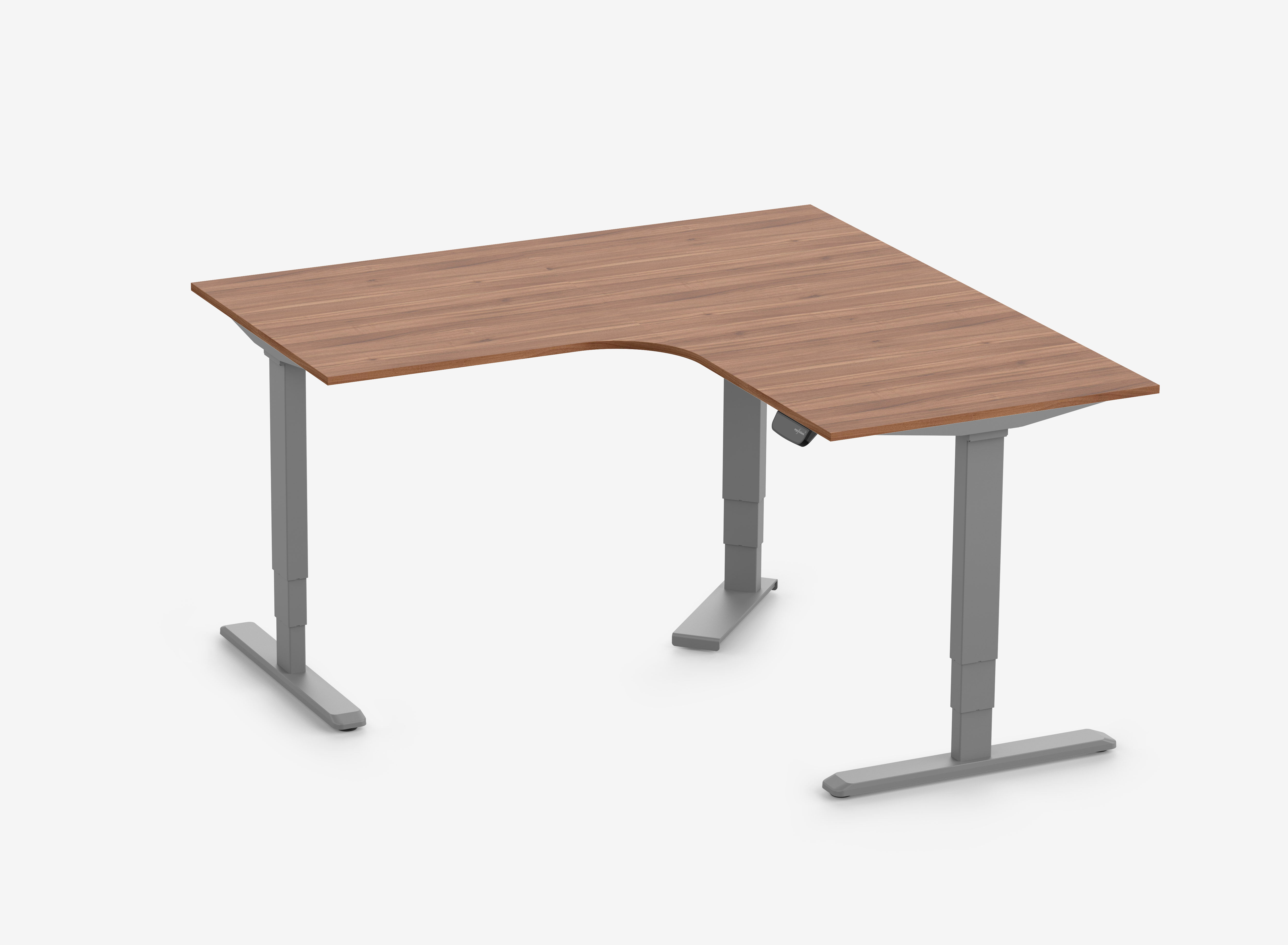 Scrivania angolare PRIMUS, Telaio Grigio, Piano 1800/800 x 1780/800 Noce