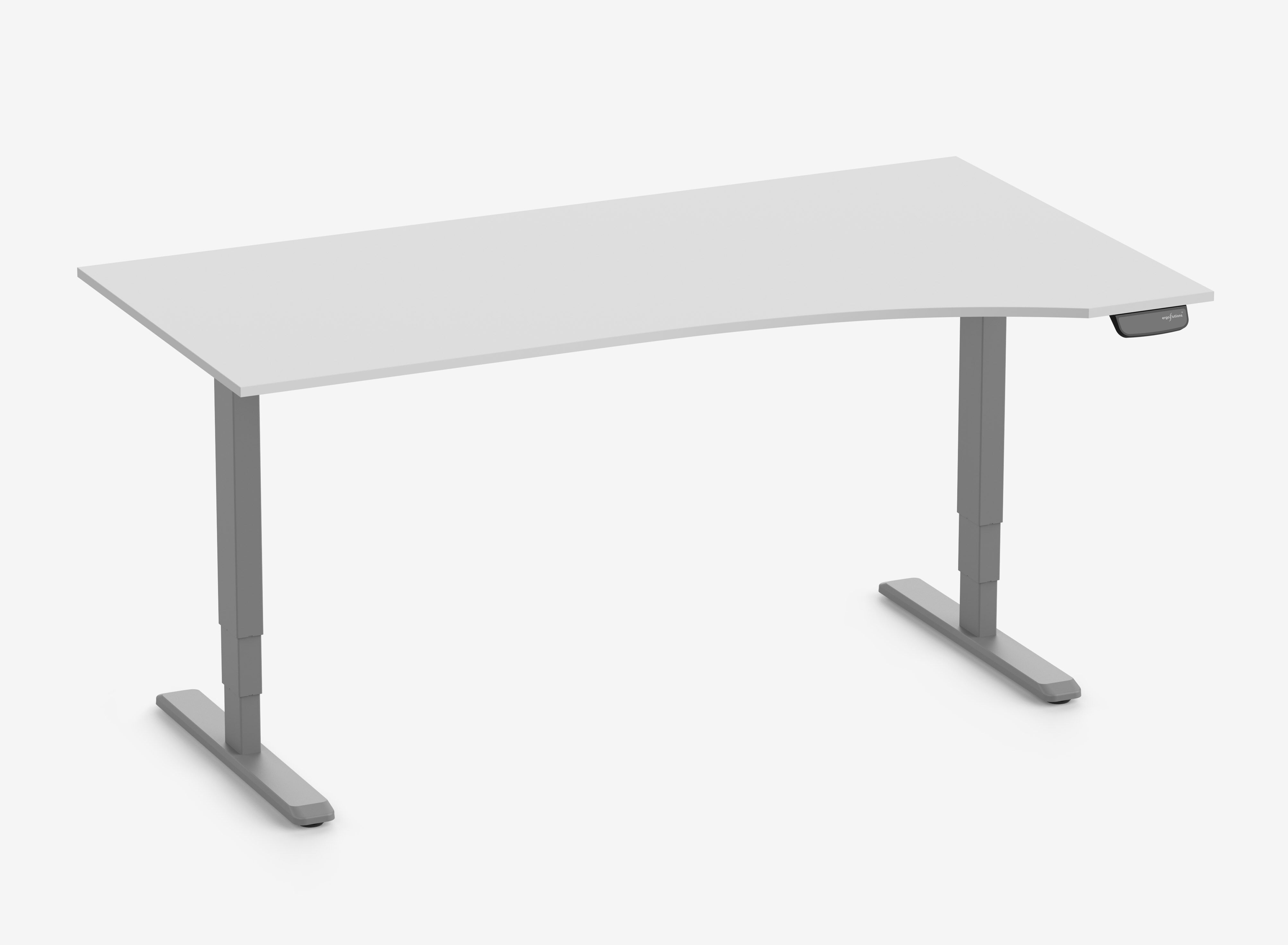 Scrivania PRIMUS con piano sagomato, Telaio Grigio 1800 x 800/1000 x 25 mm Grigio chiaro, Versione Destra