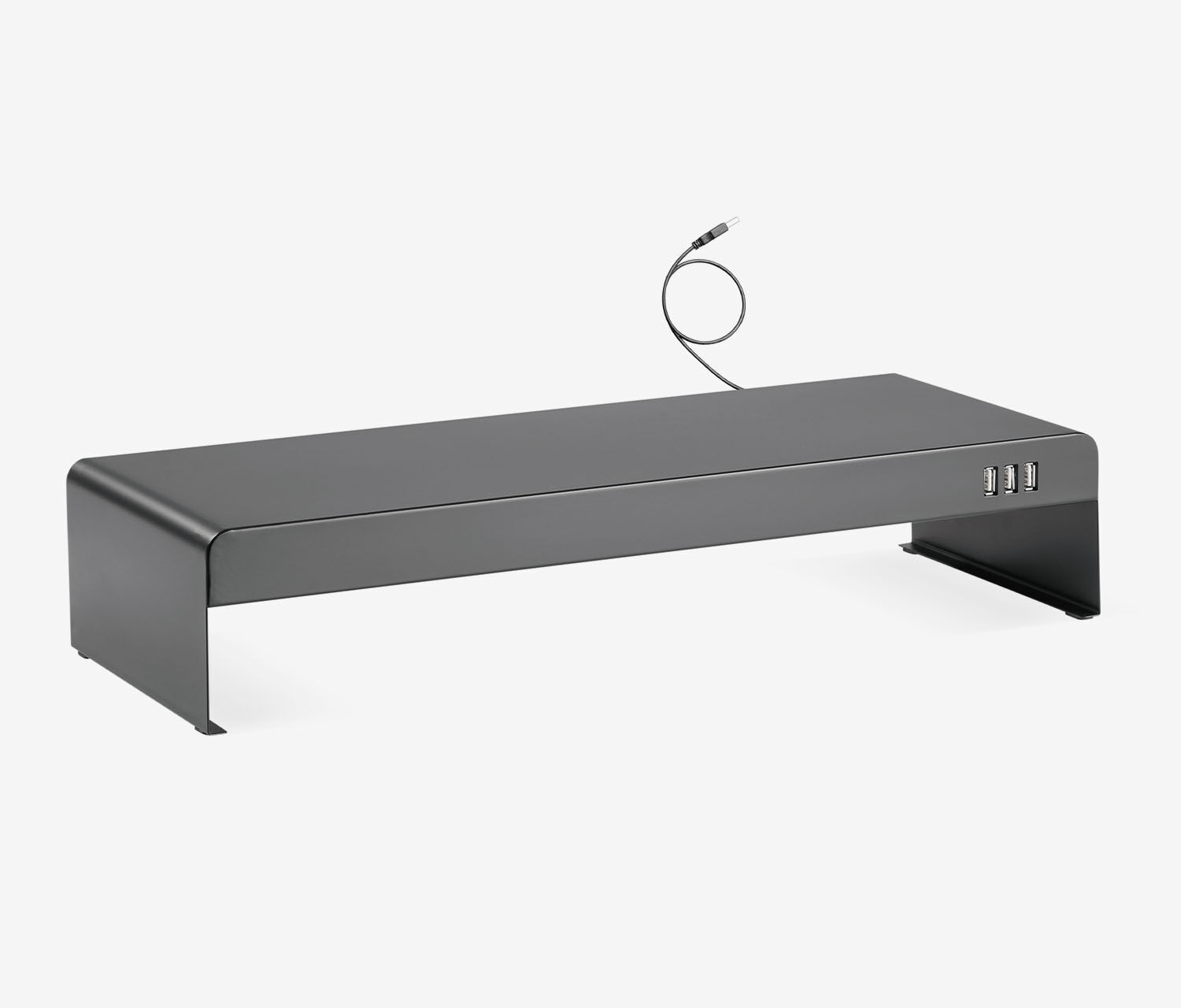Rialzo per monitor in acciaio con hub USB a 3 porte