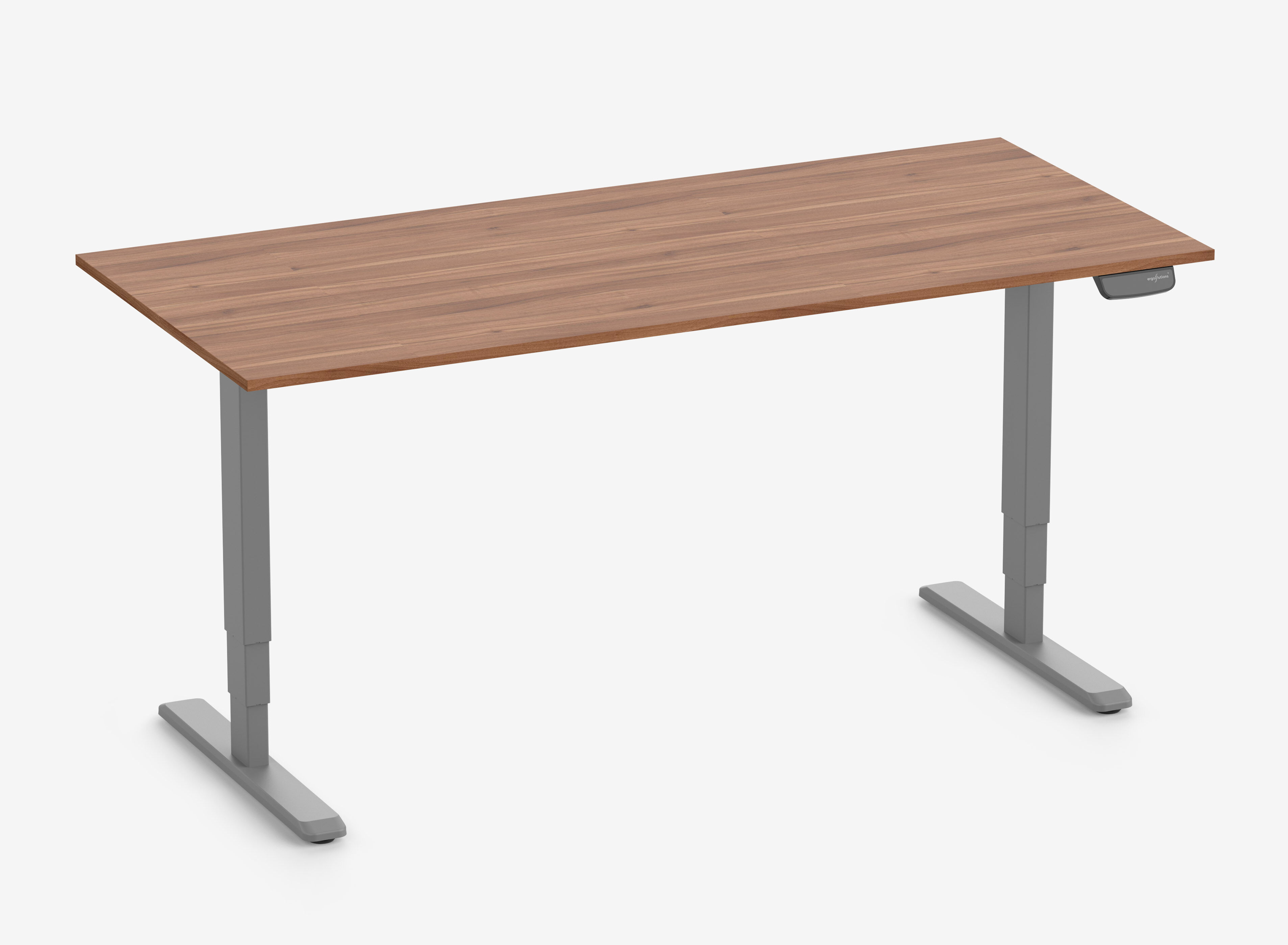 Scrivania rettangolare PRIMUS, Telaio Grigio, Piano 1800 x 800 x 25 mm Noce