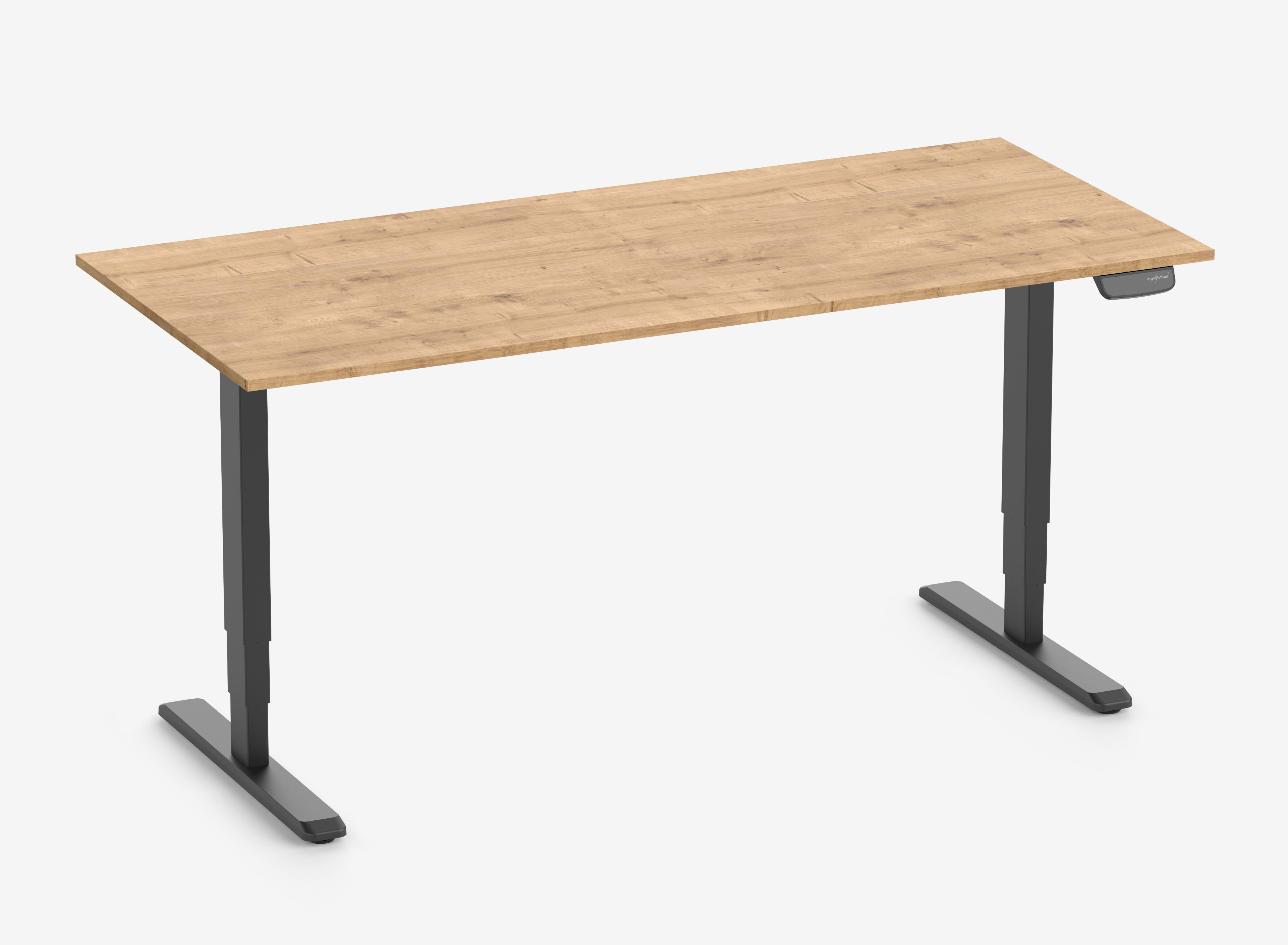 Scrivania rettangolare PRIMUS, Telaio Nero, Piano 1800 x 800 x 19 mm Rovere