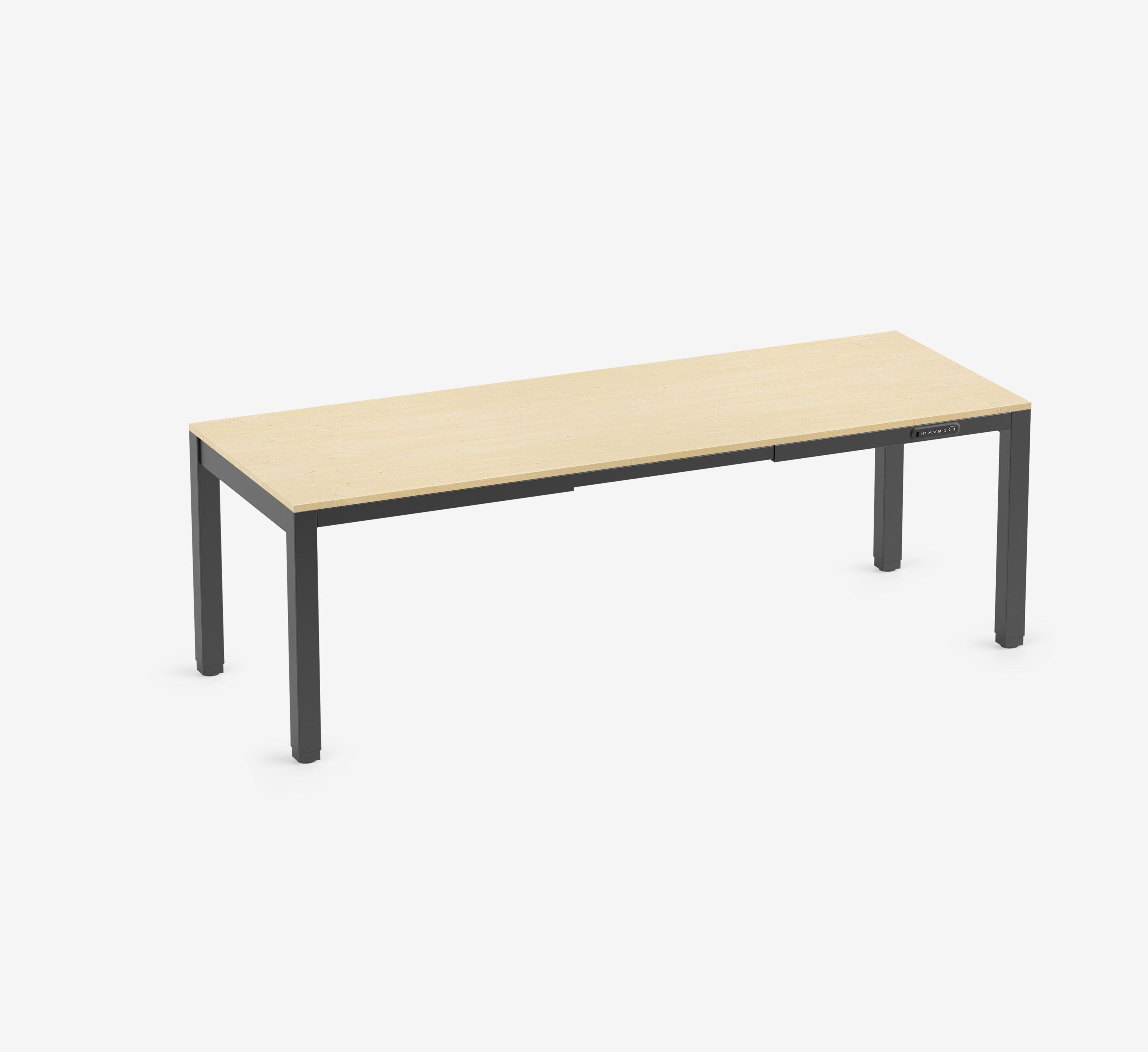 Scrivania PRIMUS a 4 gambe Nero Betulla 2200 x 800 x 25 mm
