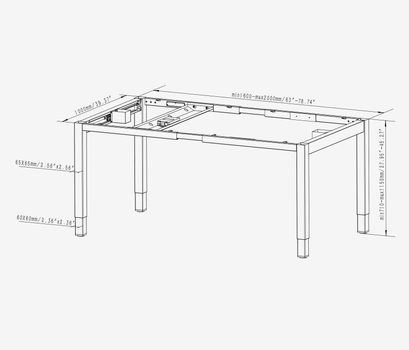 Scrivania PRIMUS a 4 gambe Bianco Grigio chiaro 1800 x 1000 x 25 mm