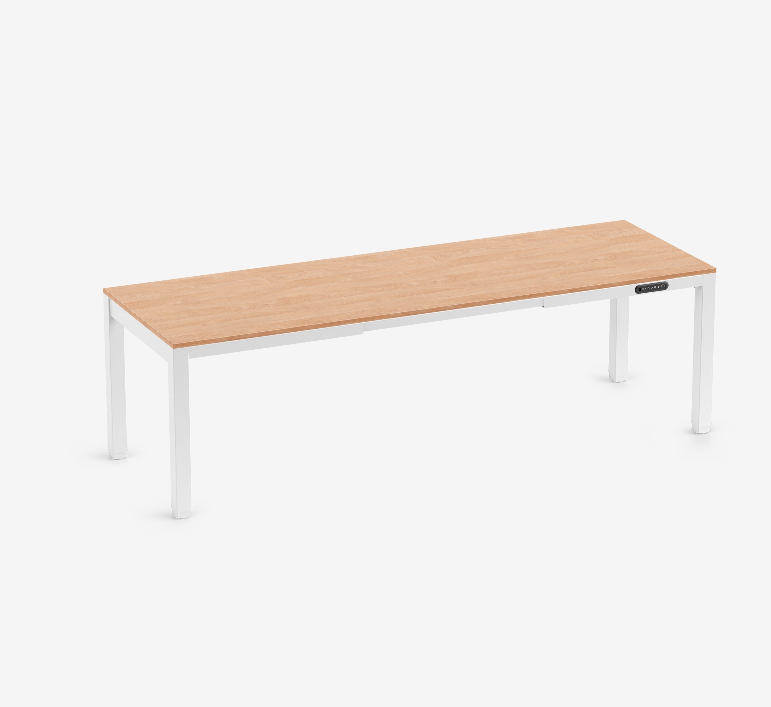 Scrivania PRIMUS a 4 gambe Bianco Faggio 2400 x 800 x 25 mm