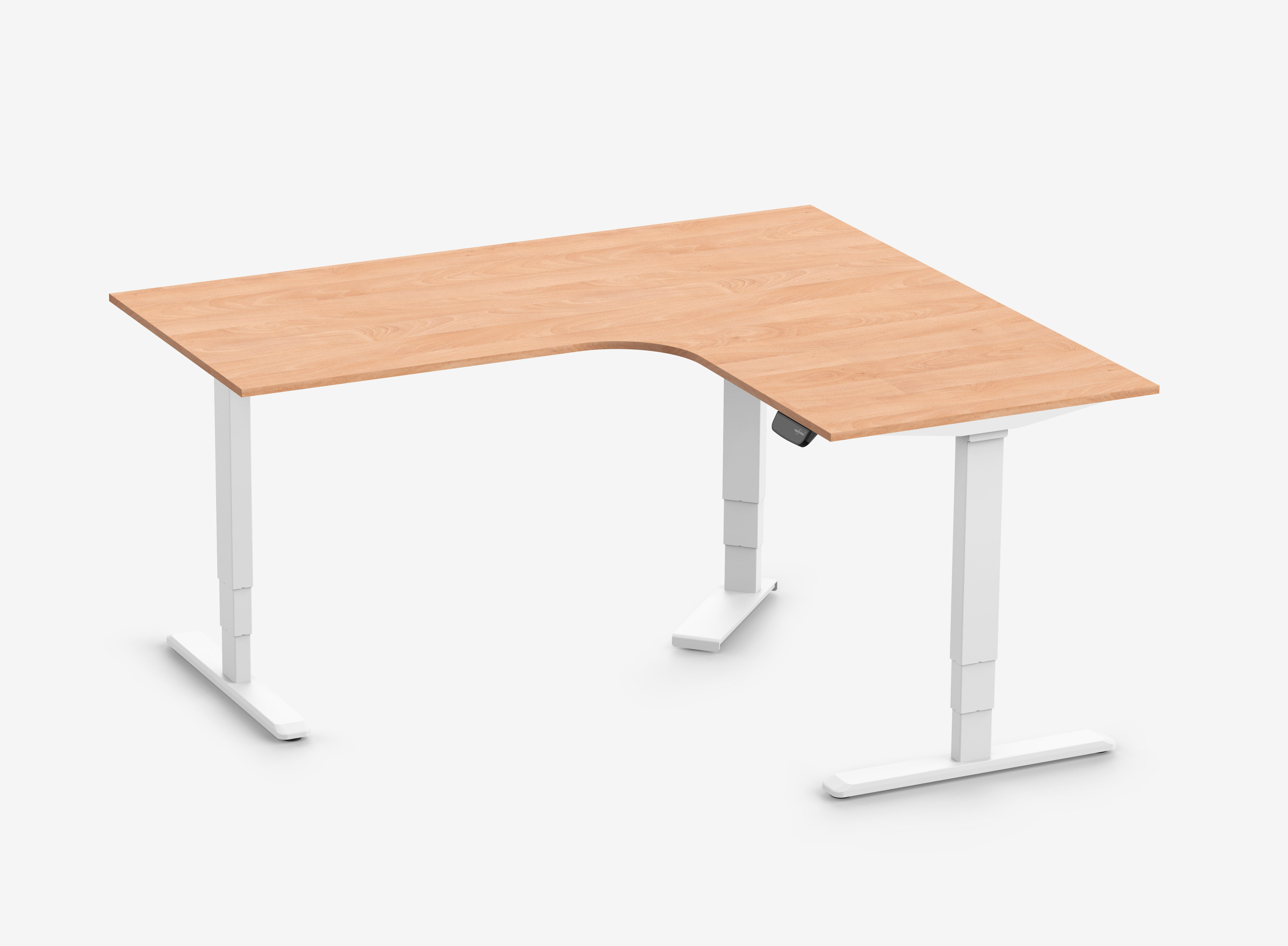 Scrivania angolare PRIMUS, Telaio Bianco, Piano 1800/800 x 1600/800 x 25 mm Faggio