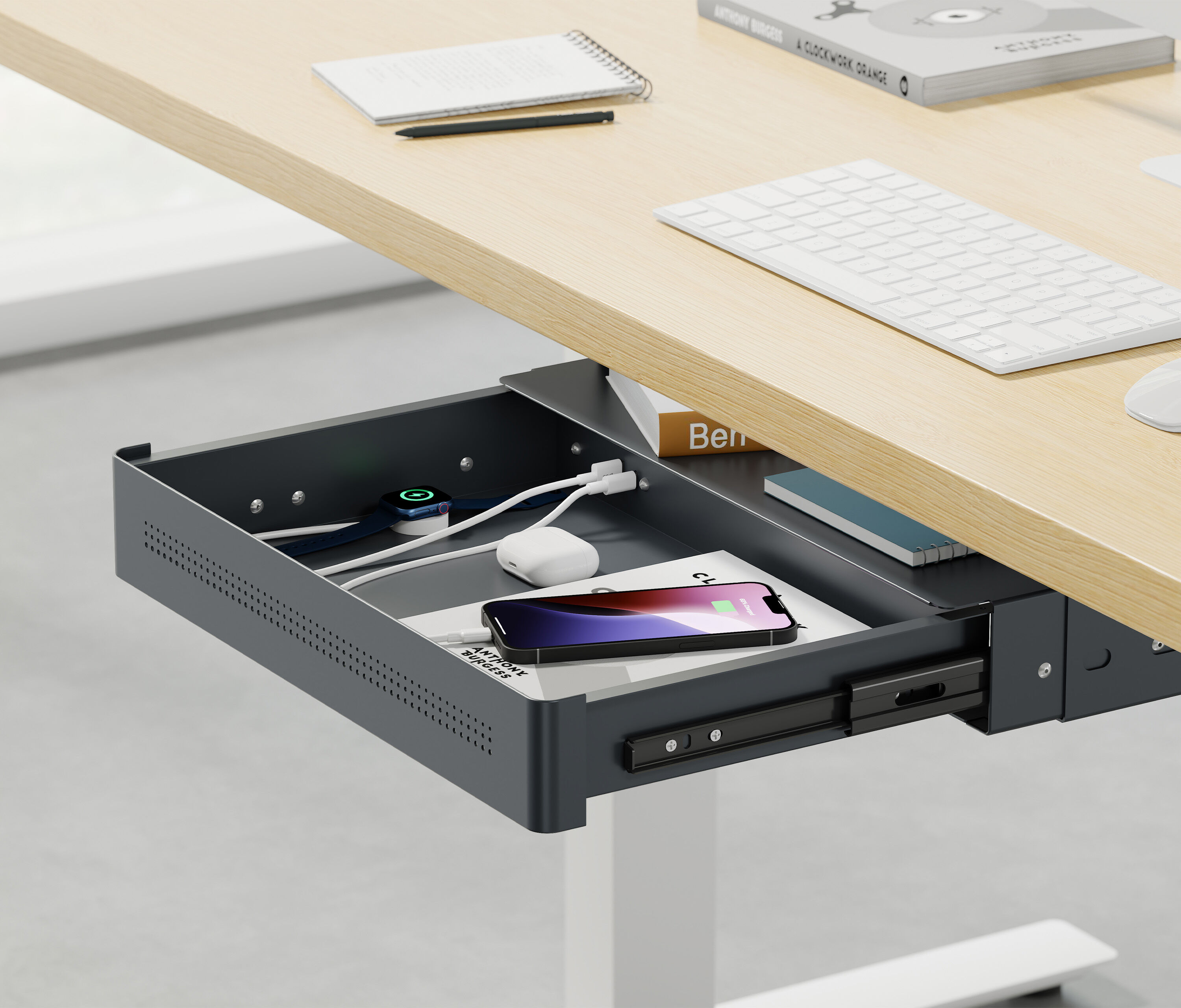 Cassetto sottopiano con caricatore USB Nero