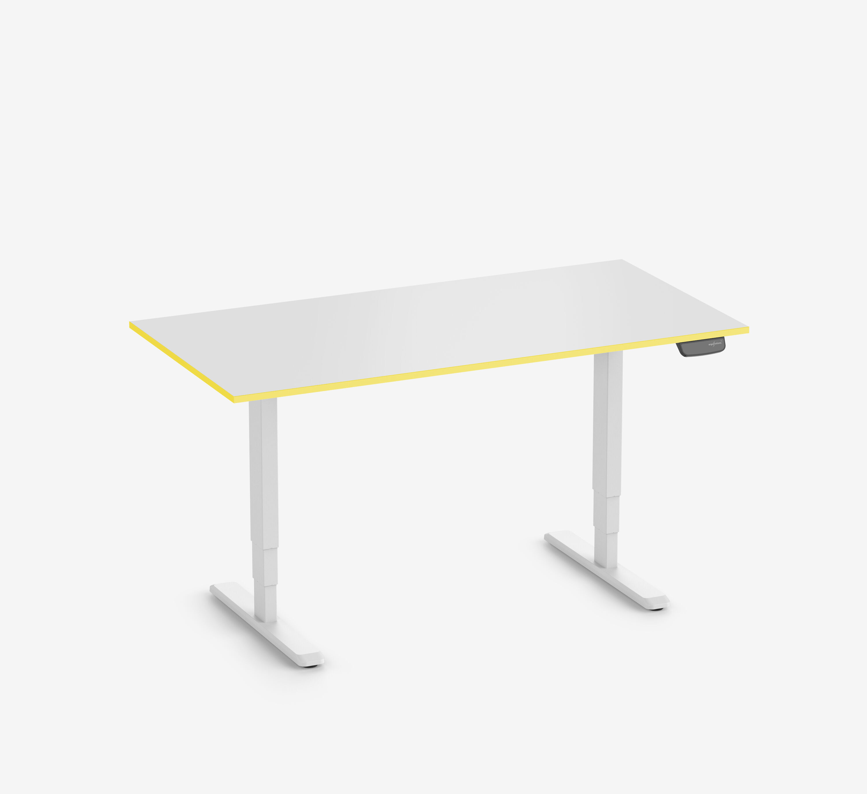 Scrivania da gaming PRIMUS Rettangolare, Bianco Silk-Touch Yellow Cab 160x80
