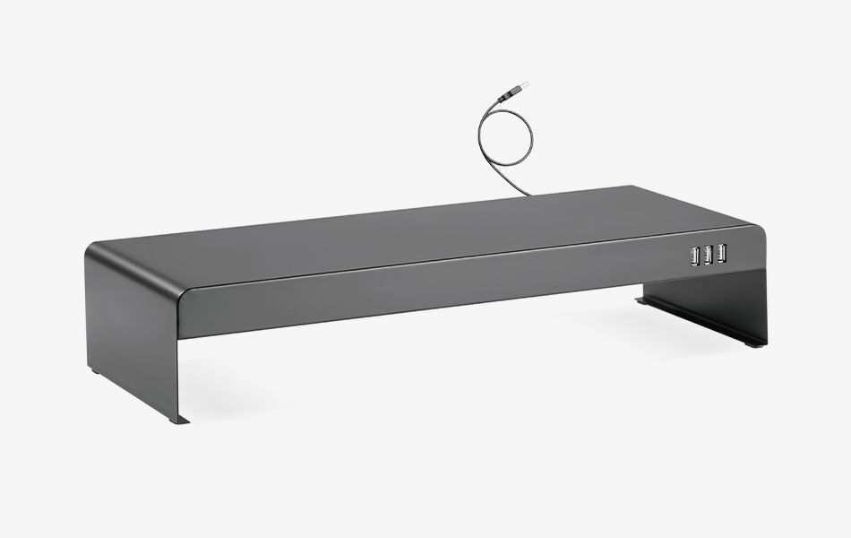 Rialzo per monitor in acciaio con hub USB a 3 porte