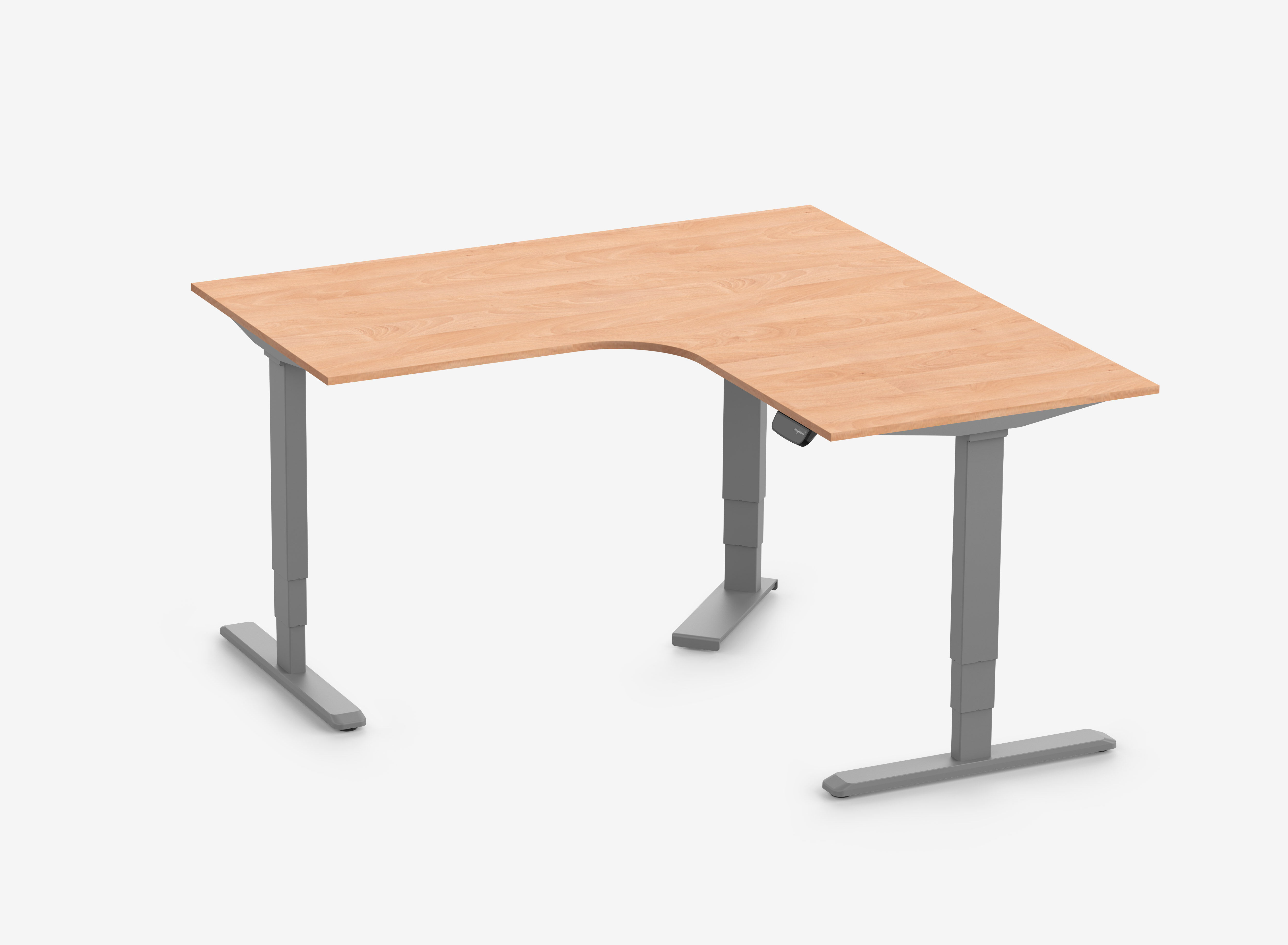 Scrivania angolare PRIMUS, Telaio Grigio, Piano 1800/800 x 1780/800 Faggio