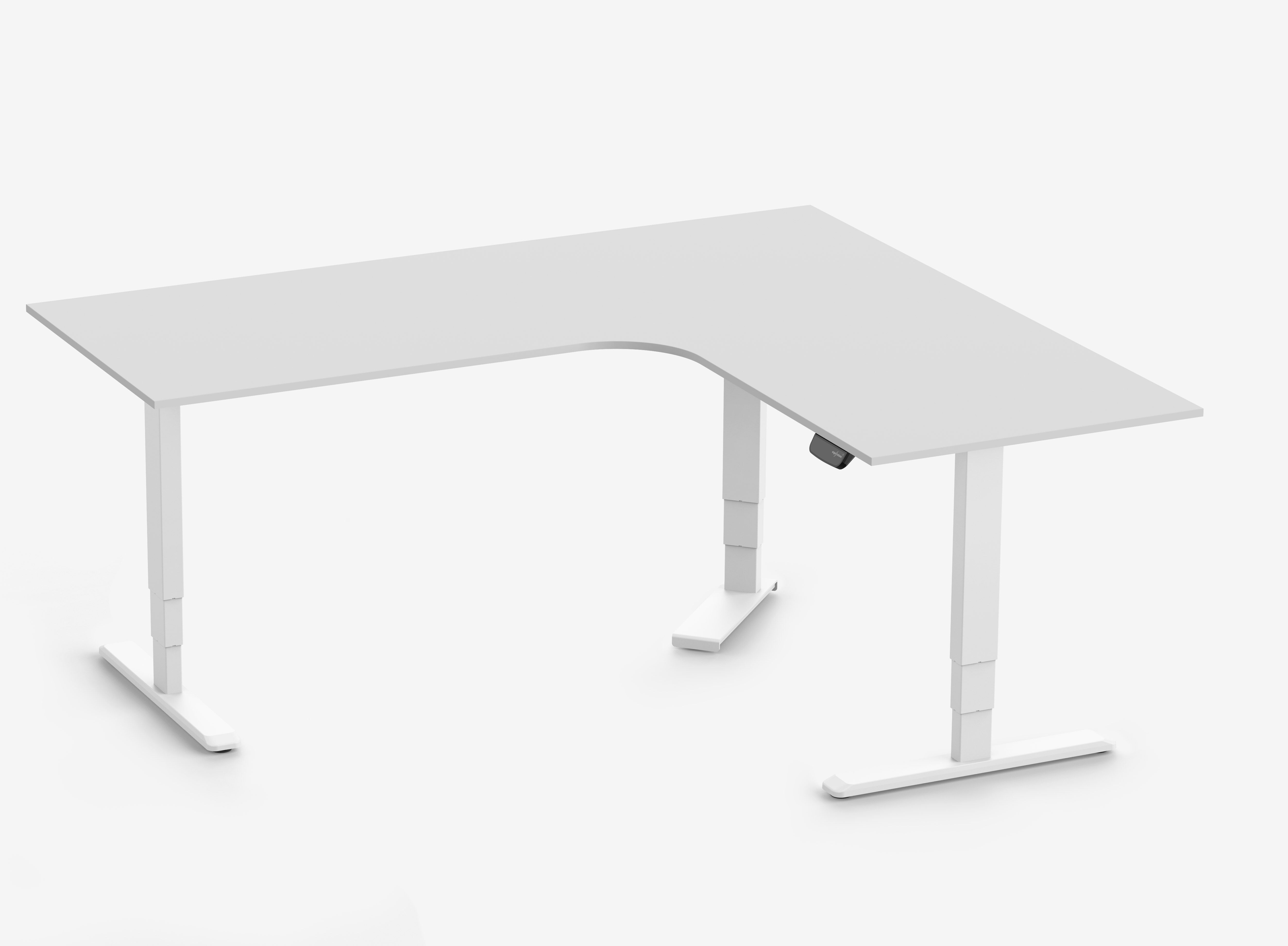 Scrivania angolare PRIMUS, Telaio Bianco, Piano 2000/800 x 1780/800 x 25 mm Grigio chiaro
