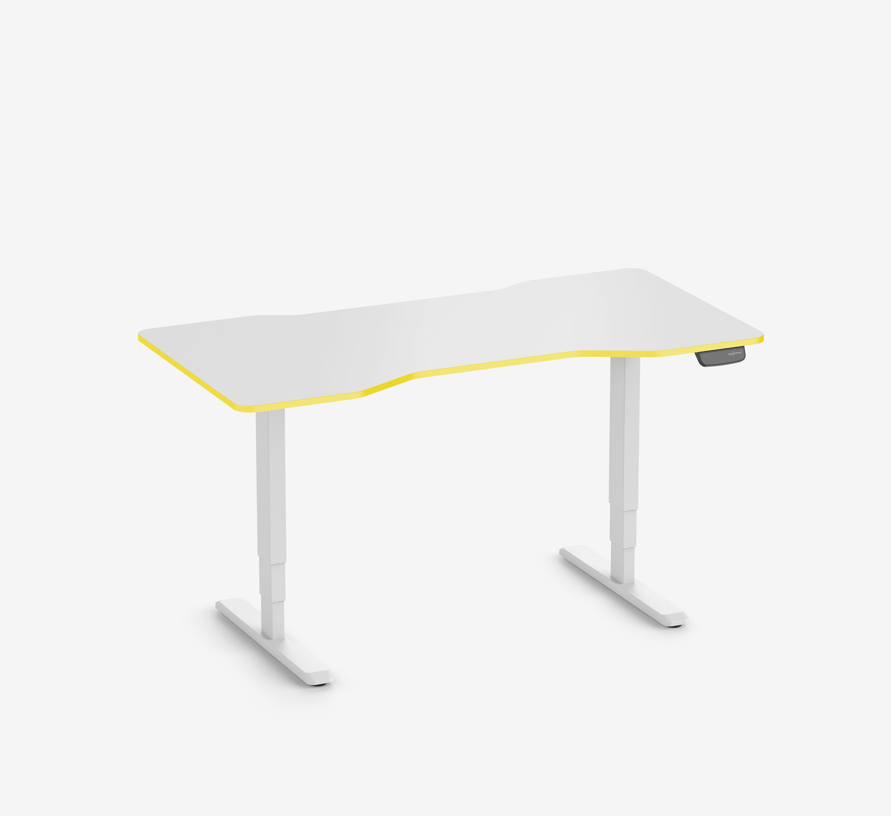 Scrivania da gaming PRIMUS Cockpit, Bianco Silk-Touch Yellow Cab 160x80