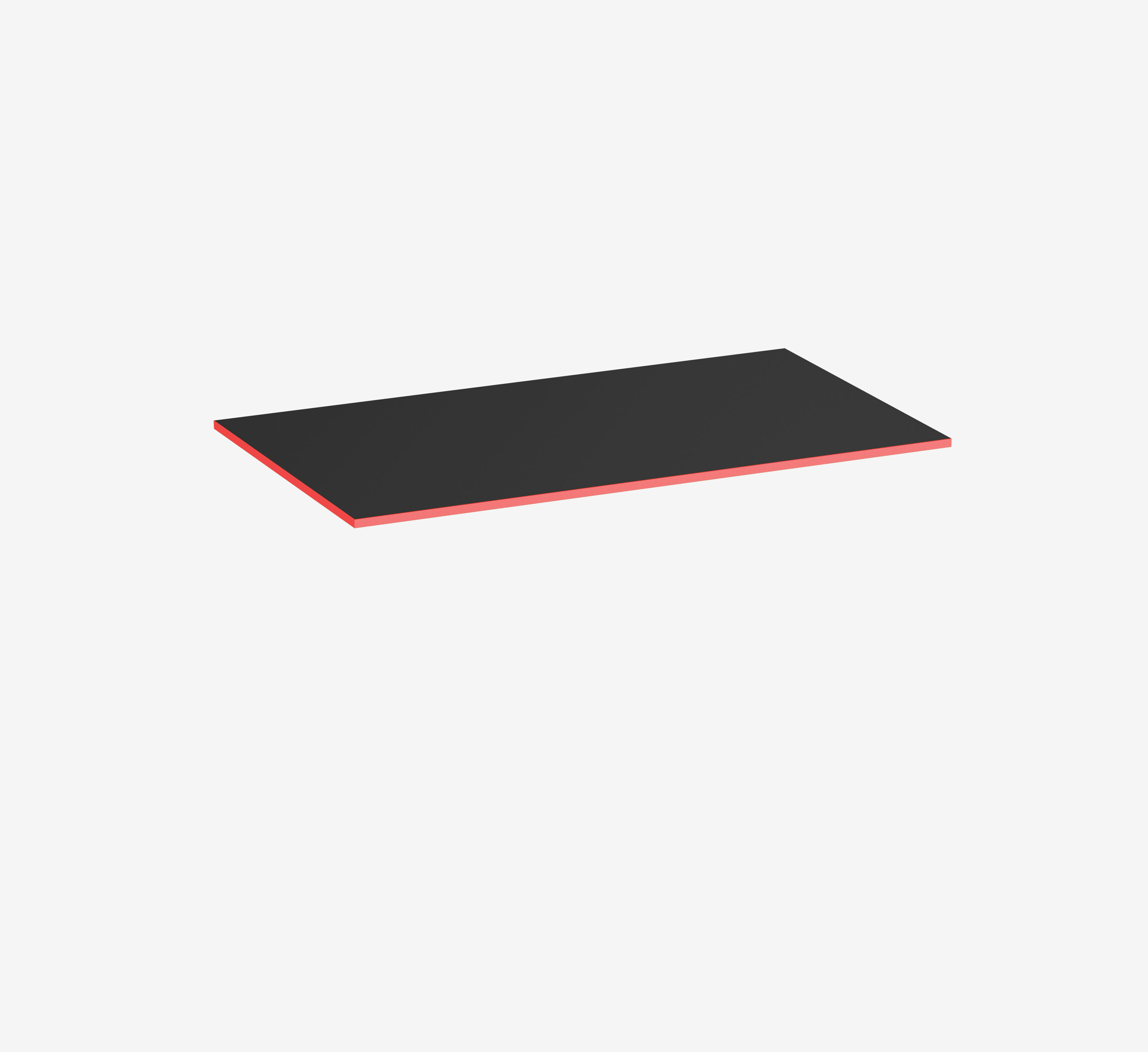 Piano per scrivania da gaming Rettangolare, Nero, Classic, 1400 x 800 x 19 mm, Bordo Fire Red