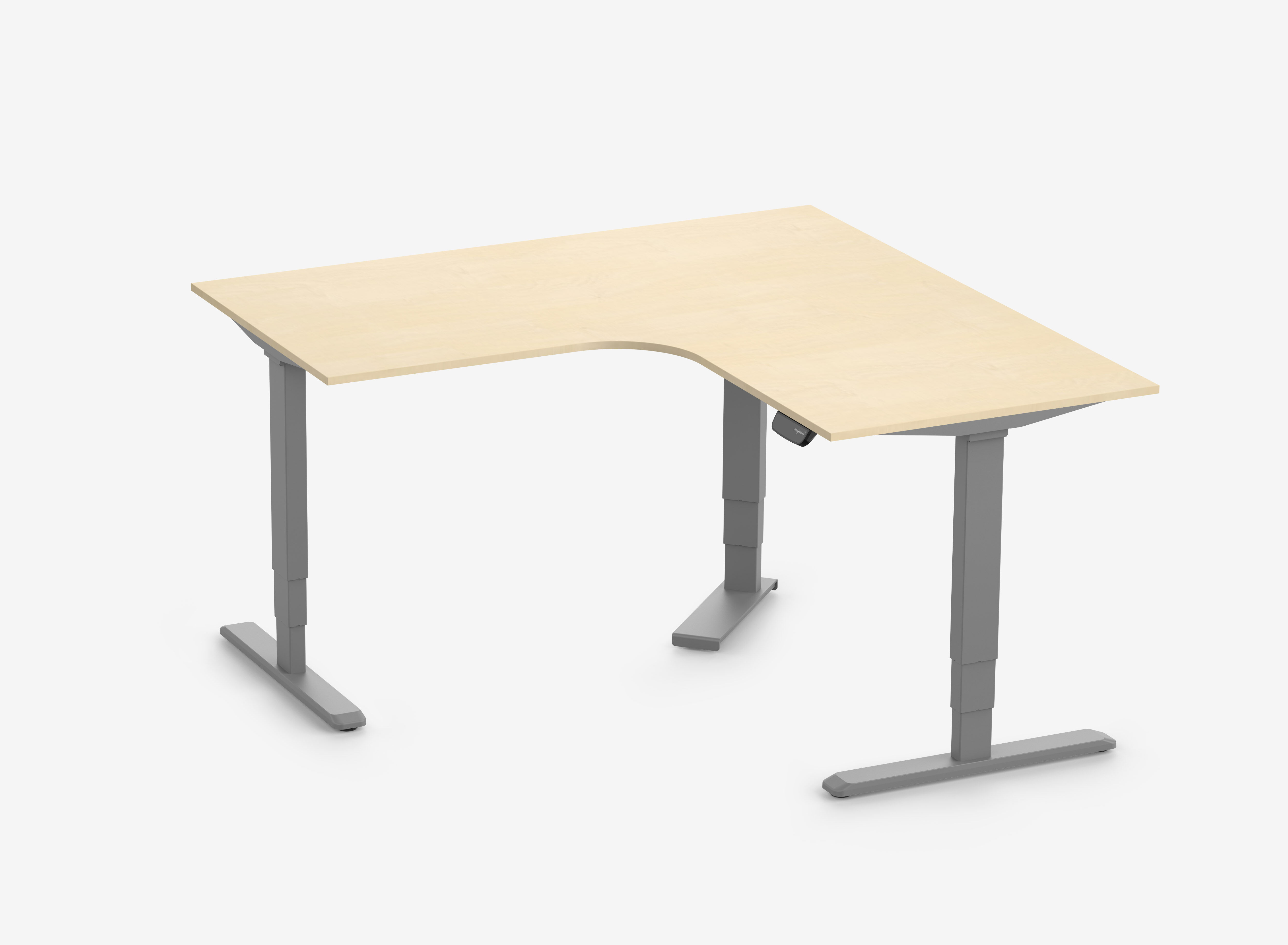 Scrivania angolare PRIMUS, Telaio Grigio, Piano 1800/800 x 1780/800 Betulla