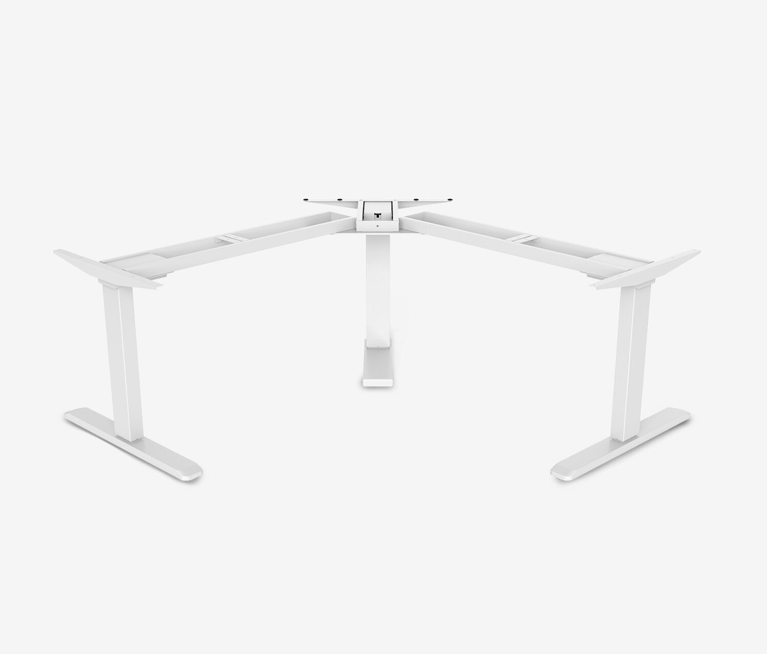 Scrivania a L PRIMUS, Telaio Bianco, Piano 1600 x 800 x 25 mm Rovere