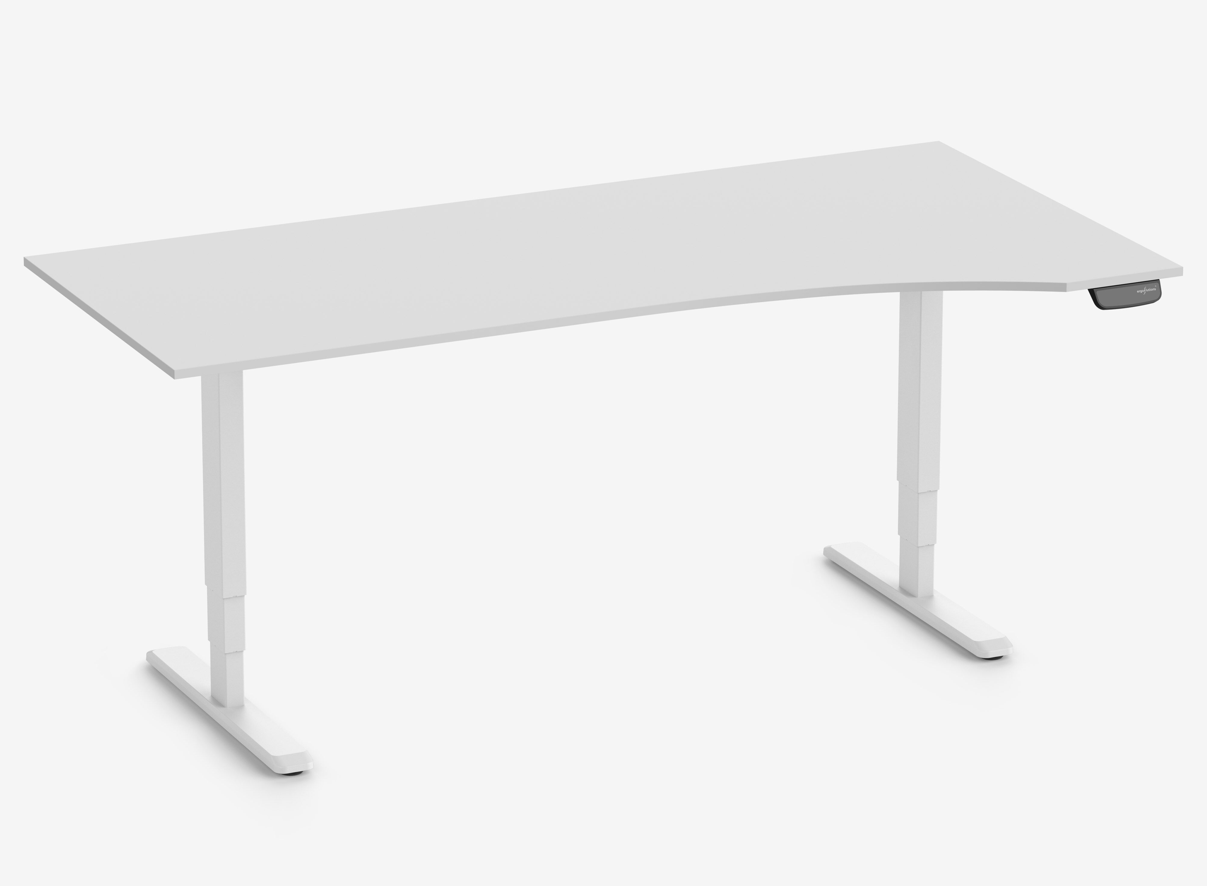 Scrivania PRIMUS con piano sagomato, Telaio Bianco 2000 x 800/1000 x 25 mm Grigio chiaro, Versione Destra