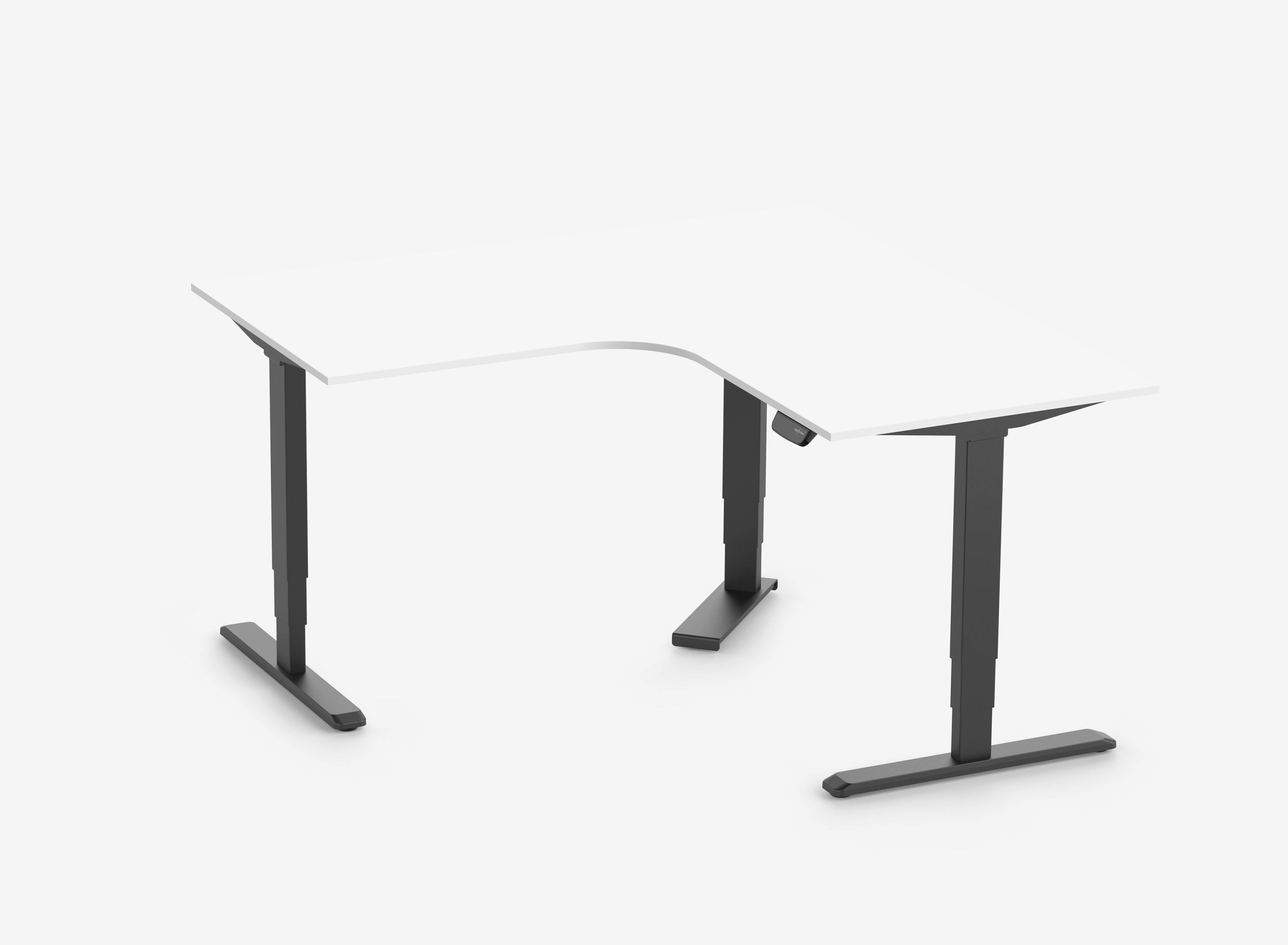 Scrivania angolare PRIMUS, Telaio Nero, Piano 1800/800 x 1780/800 Bianco top