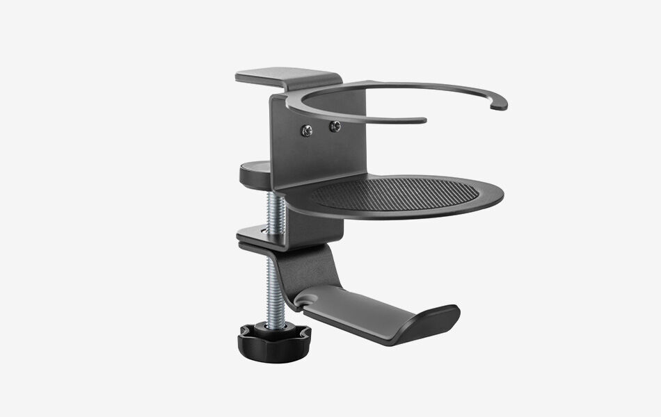 Supporto per headset con portabicchiere integrato