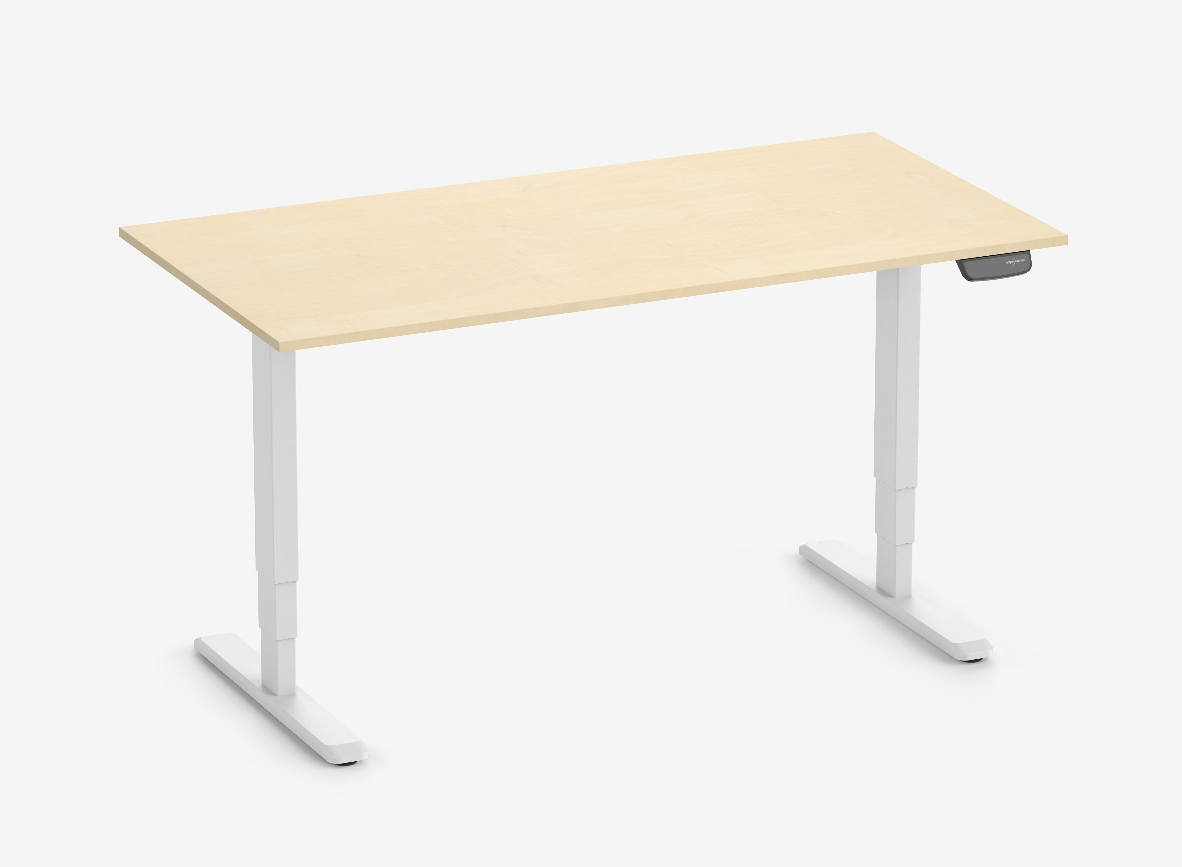 Scrivania rettangolare PRIMUS, Telaio Bianco, Piano 1600 x 800 x 19 mm Betulla