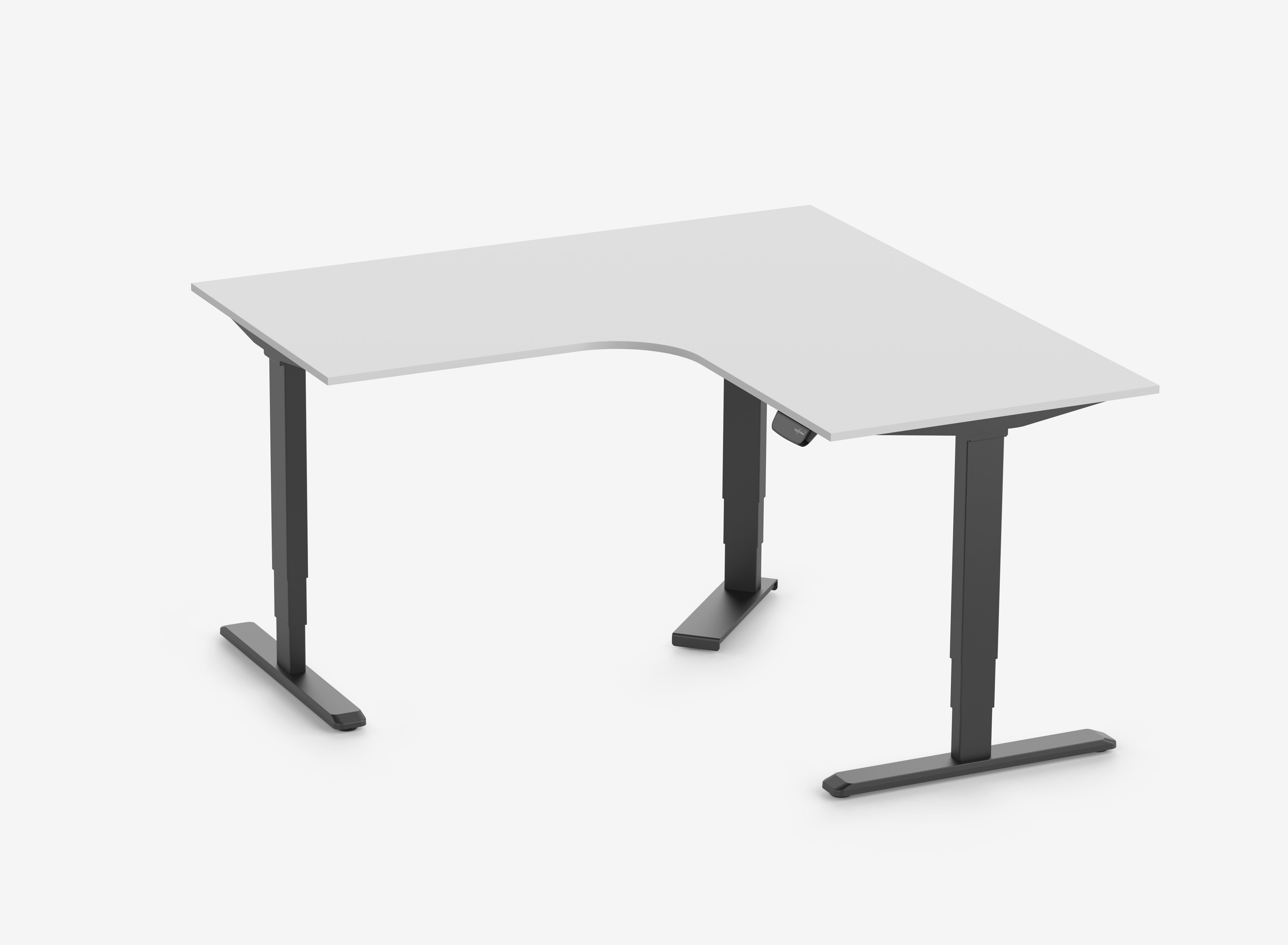Scrivania angolare PRIMUS, Telaio Nero, Piano 1800/800 x 1780/800 Grigio chiaro