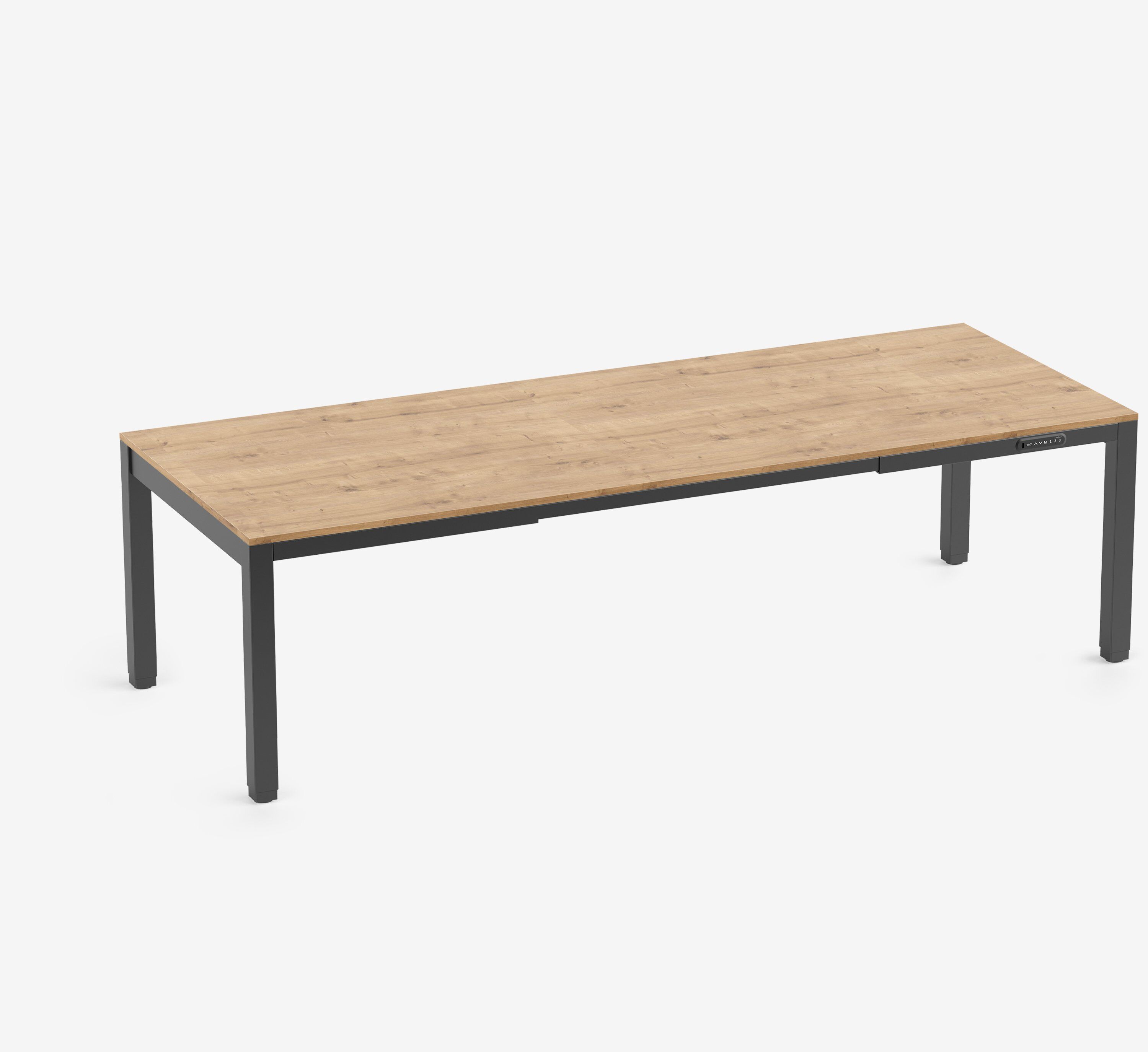 Scrivania PRIMUS a 4 gambe Nero Rovere 2600 x 1000 x 25 mm