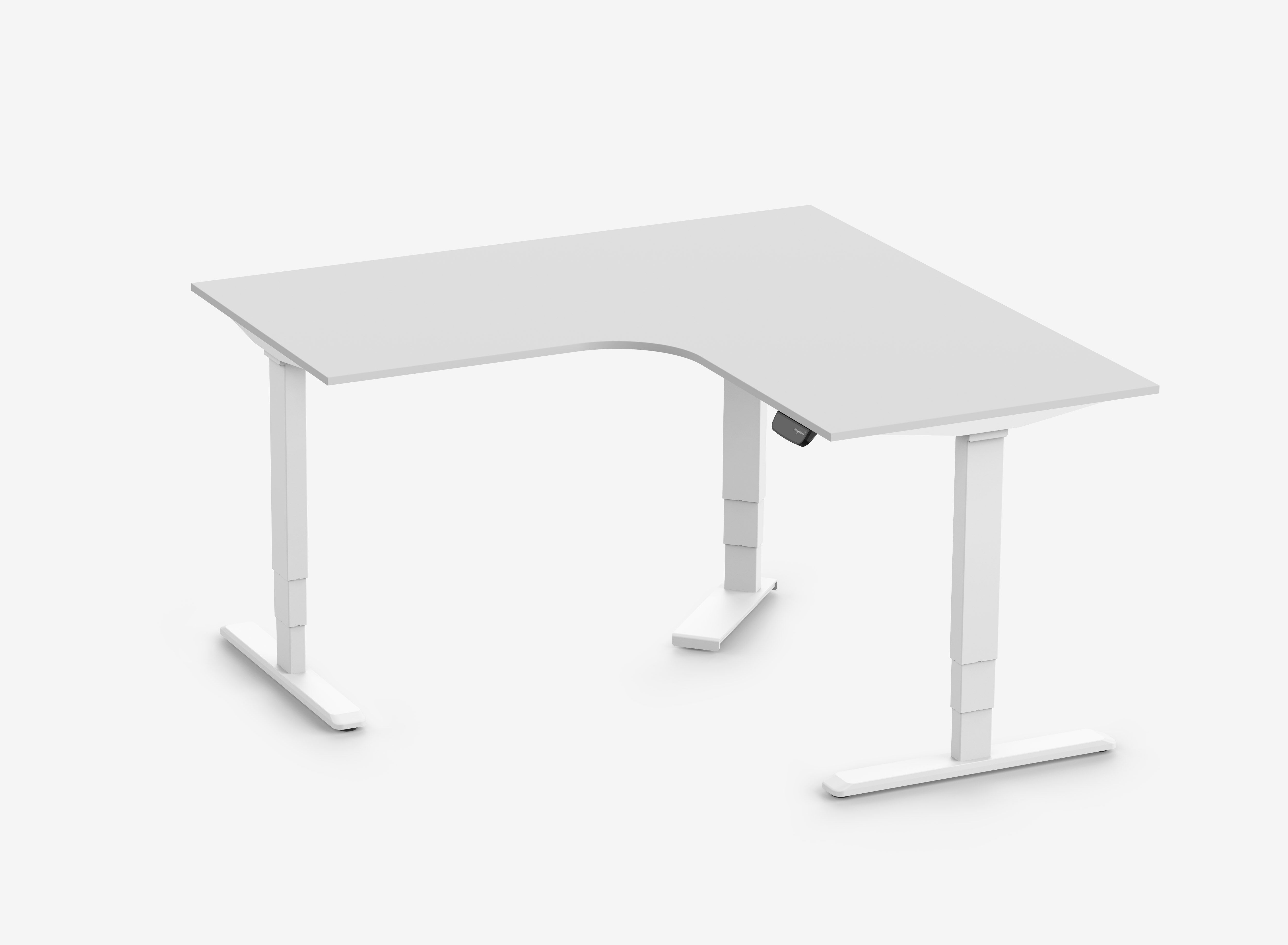 Scrivania angolare PRIMUS, Telaio Bianco, Piano 1600/800 x 1600/800 x 25 mm Grigio chiaro