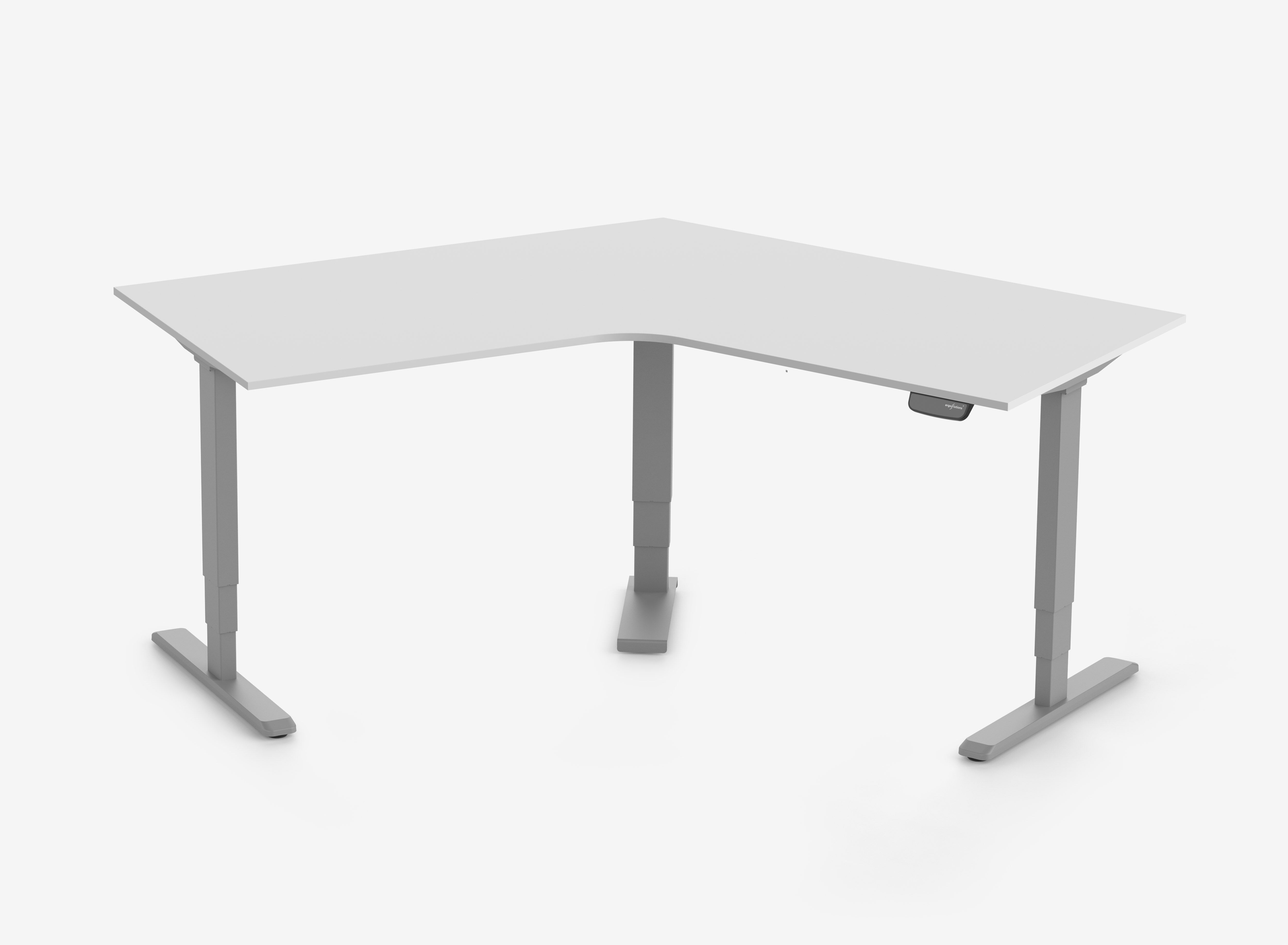 Scrivania a L PRIMUS, Telaio Grigio, Piano 1400 x 800 x 25 mm Grigio chiaro