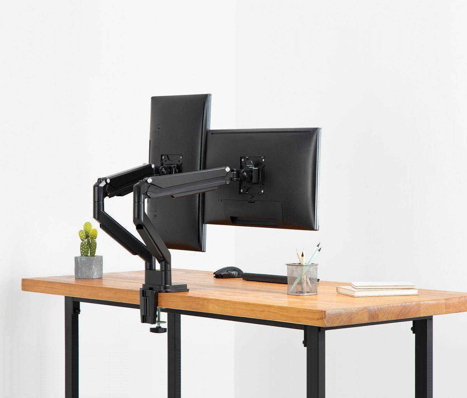 Braccio per monitor doppio a gas - nero