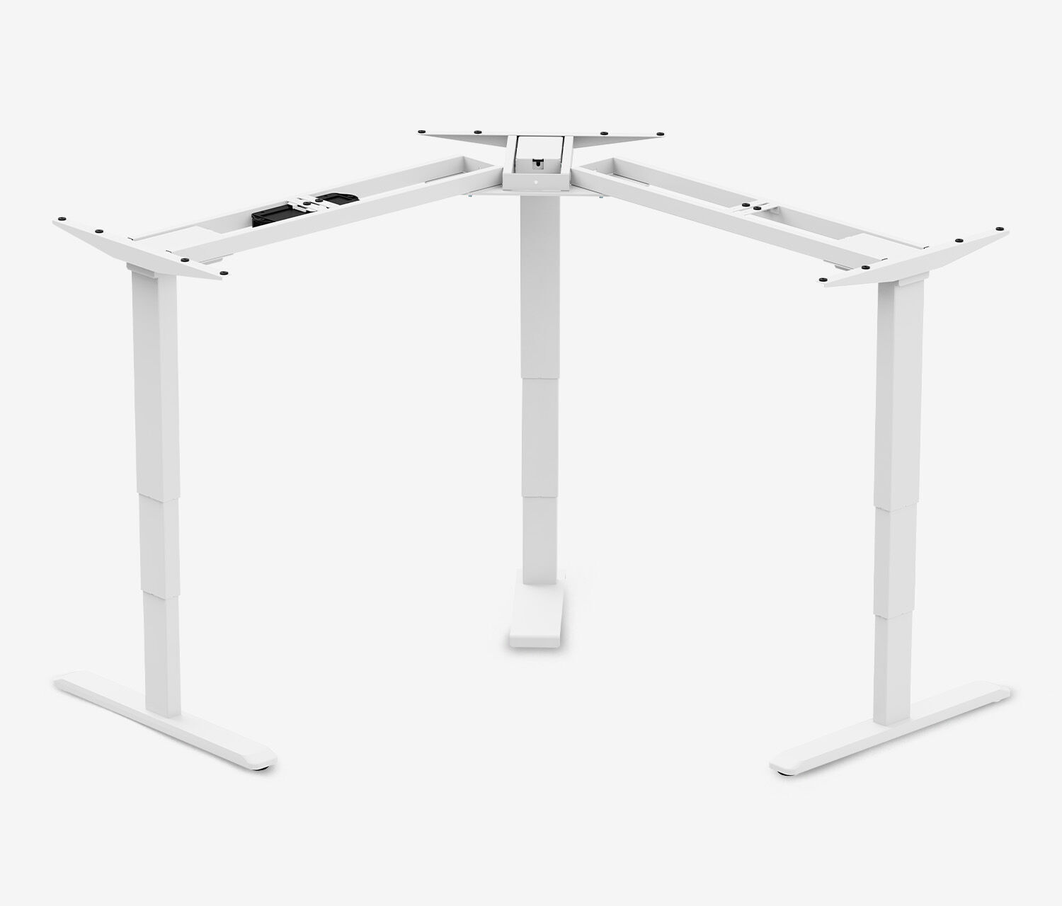 Scrivania angolare PRIMUS, Telaio Bianco, Piano 2000/800 x 1600/800 x 25 mm Noce