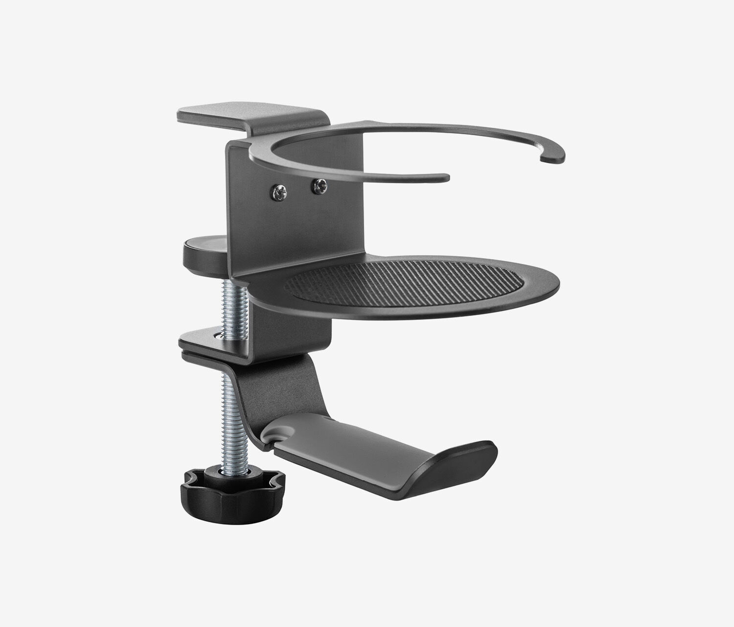 Supporto per headset con portabicchiere integrato