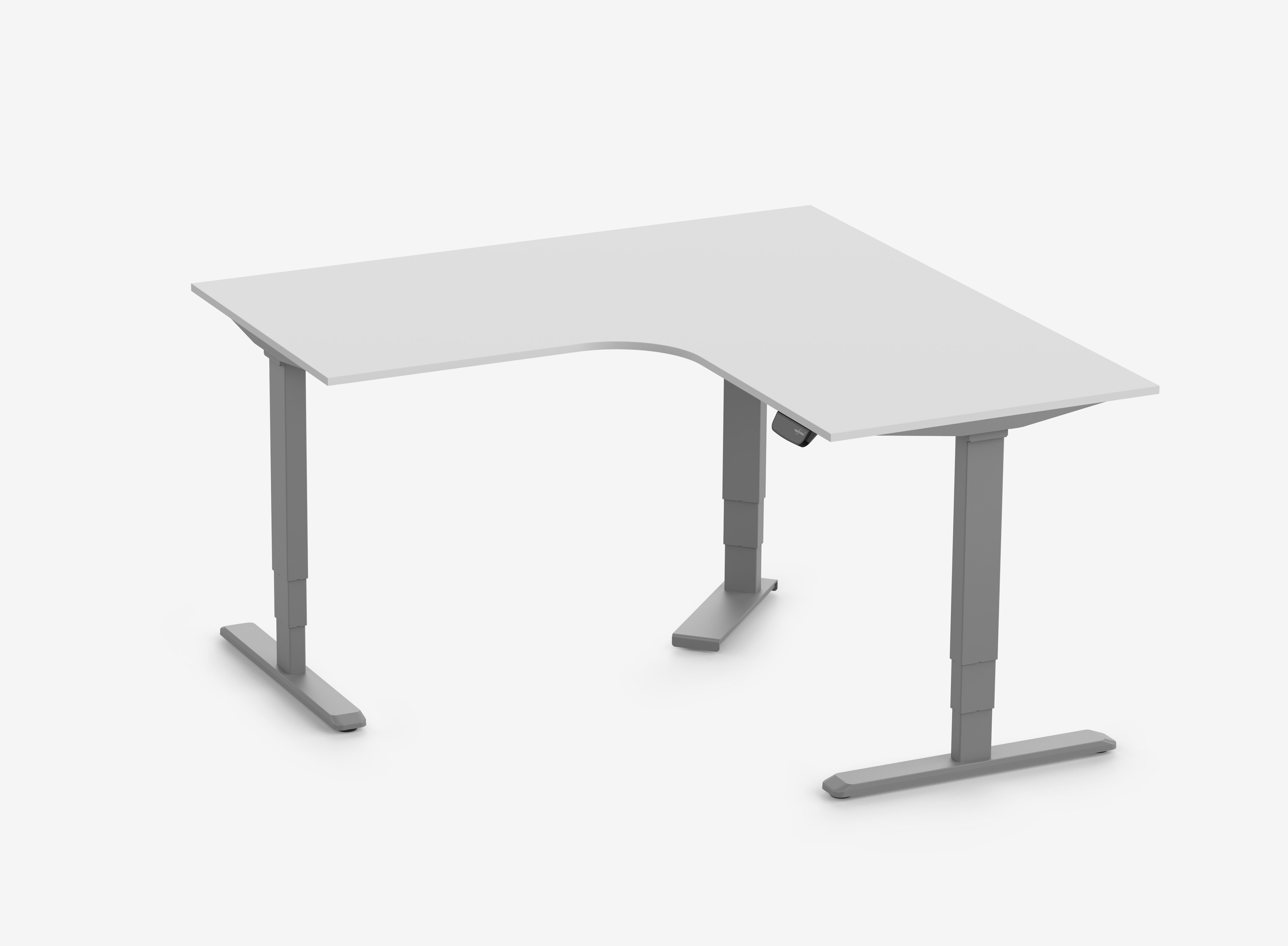 Scrivania angolare PRIMUS, Telaio Grigio, Piano 1800/800 x 1780/800 Grigio chiaro