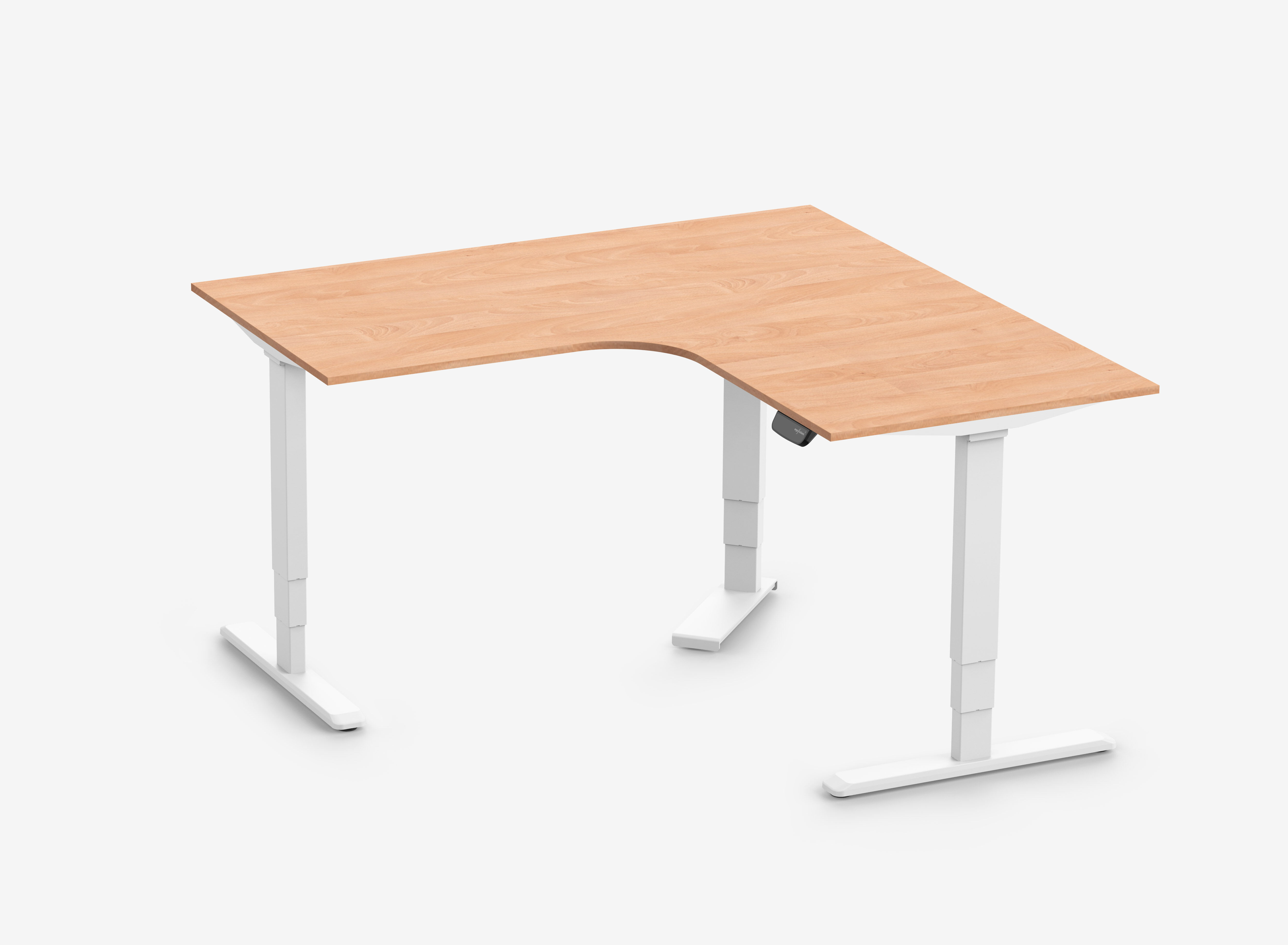 Scrivania angolare PRIMUS, Telaio Bianco, Piano 1800/800 x 1780/800 Faggio