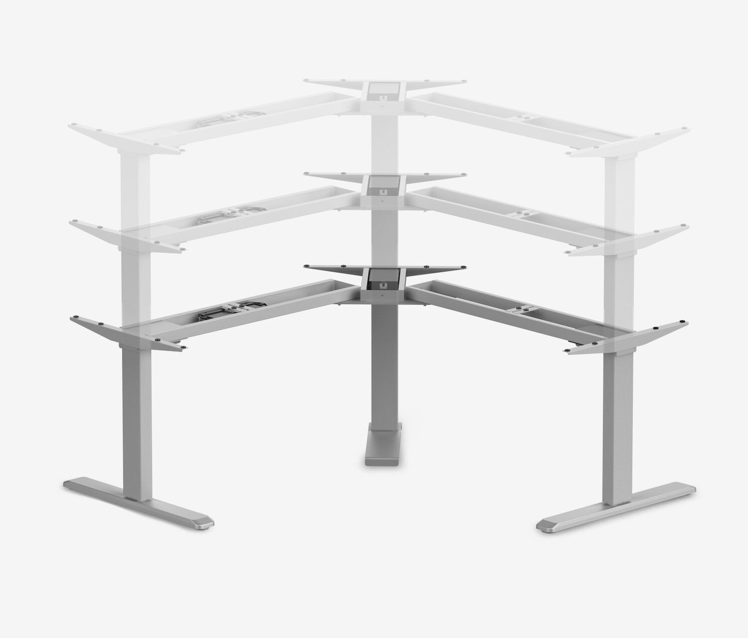 Scrivania angolare PRIMUS, Telaio Grigio, Piano 1800/800 x 1780/800 Betulla