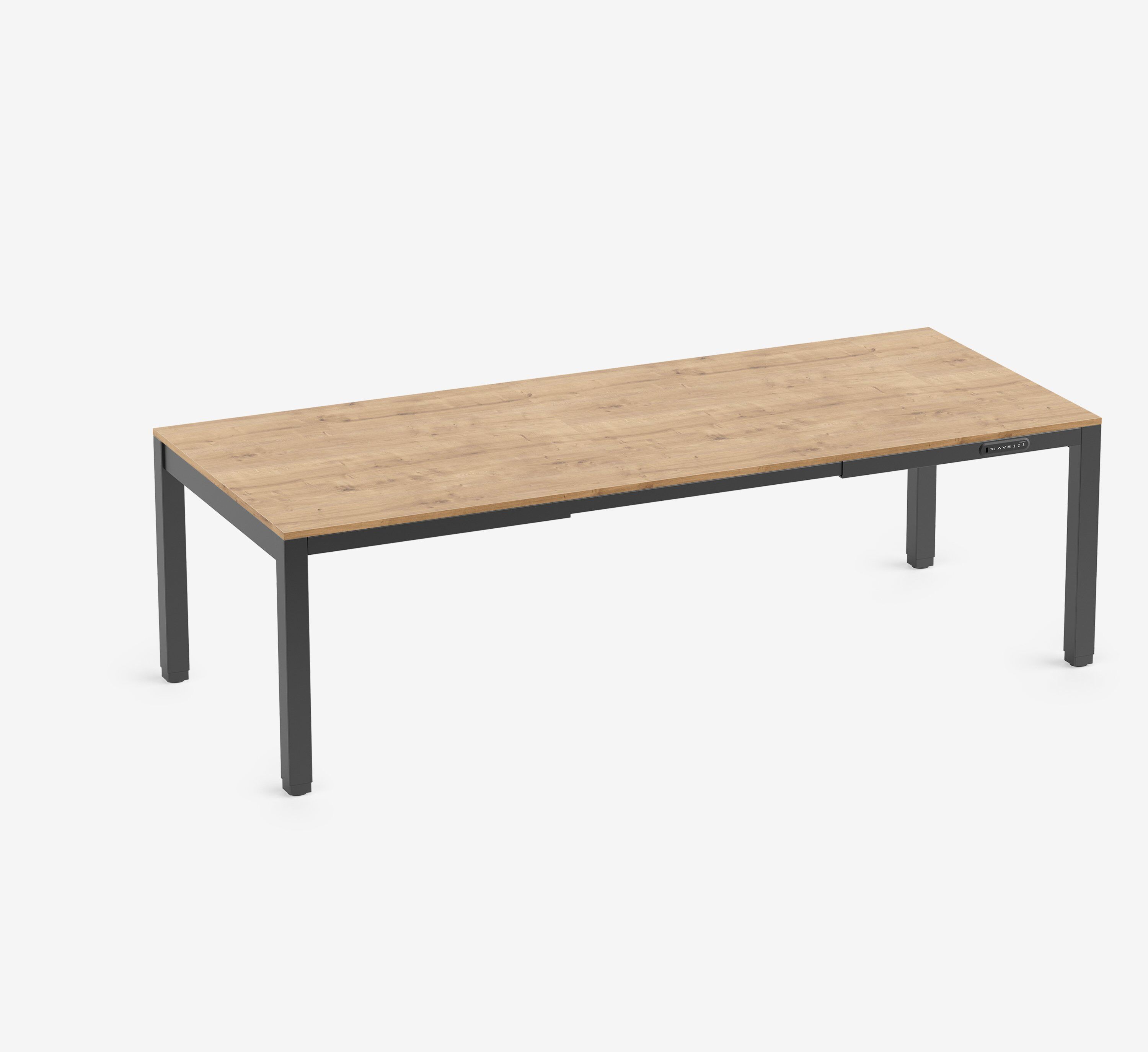 Scrivania PRIMUS a 4 gambe Nero Rovere 2400 x 1000 x 25 mm